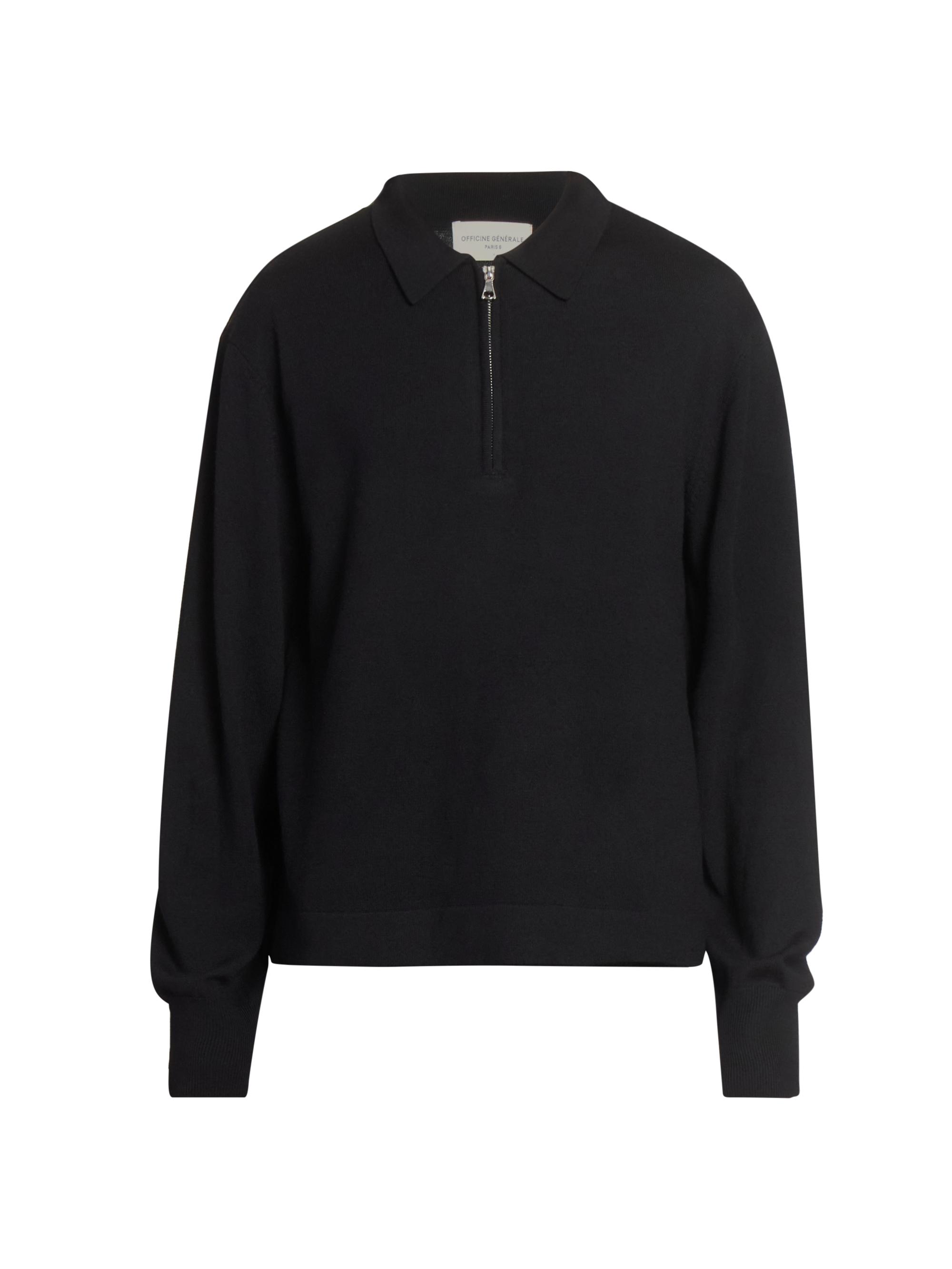 Officine Générale Men's Bene Merino Wool Quarter-Zip Sweater - Black