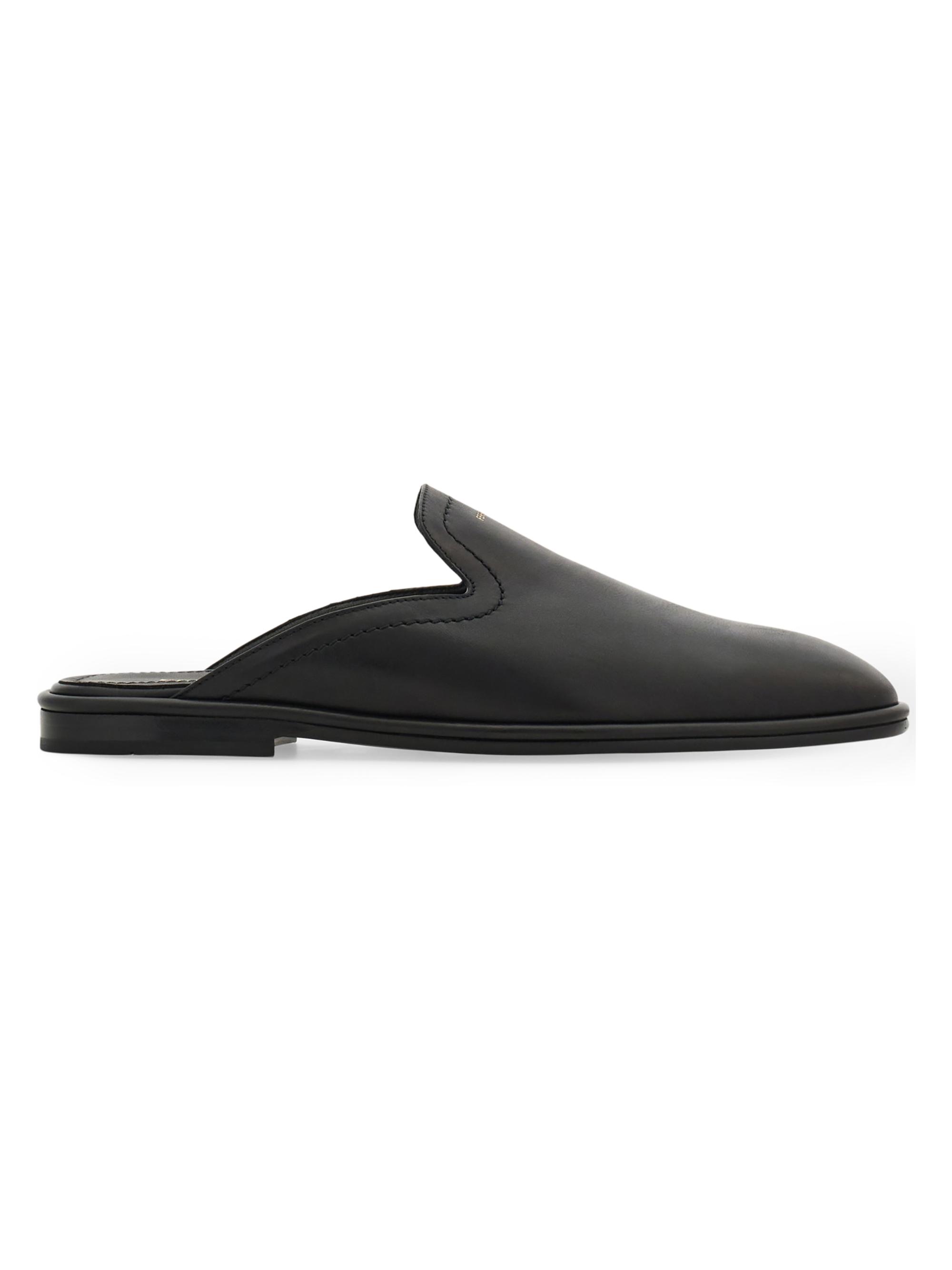 FERRAGAMO Men's Tampavit Leather Mules - Nero
