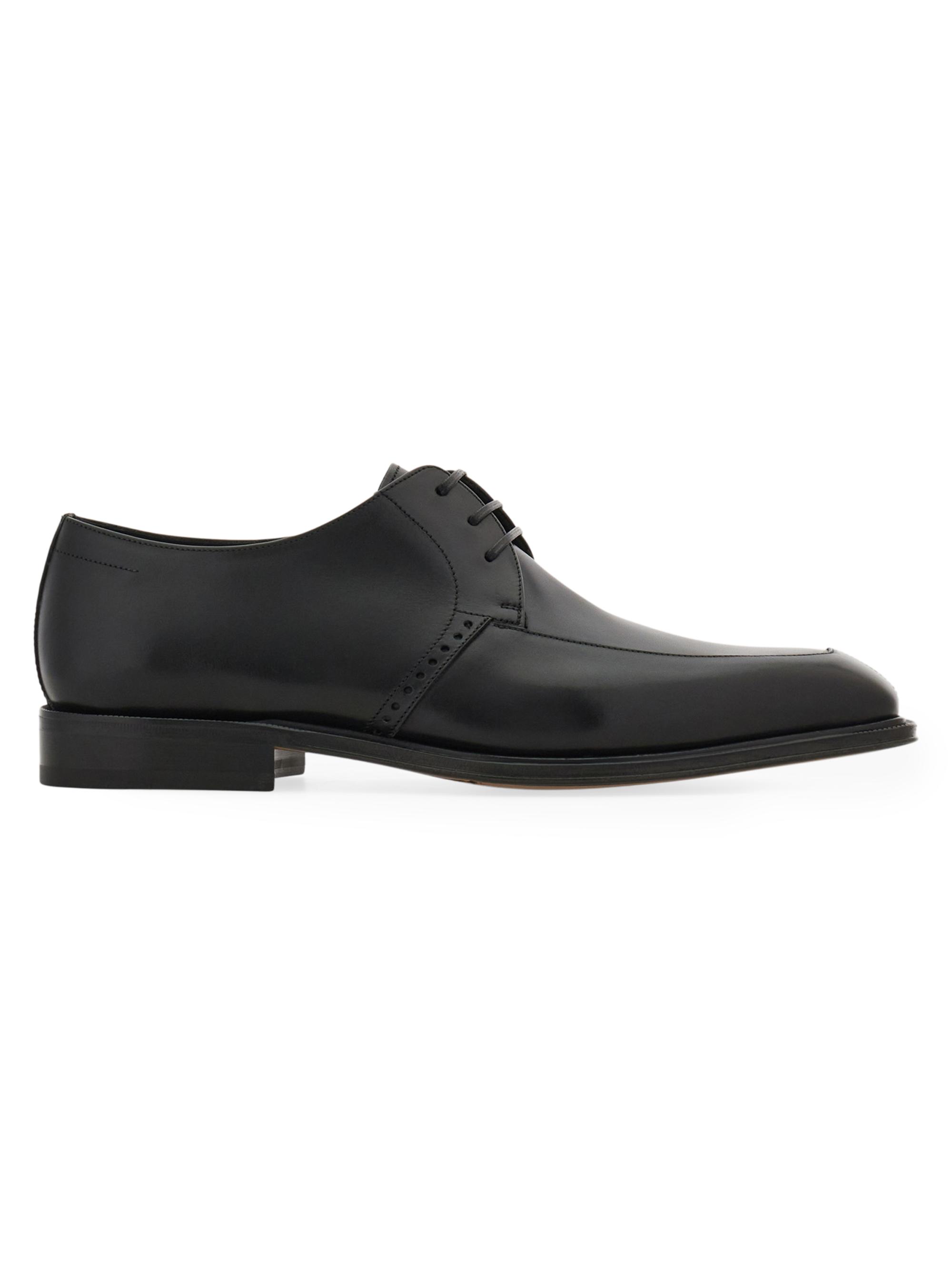 FERRAGAMO Men's Trenton Leather Derby Shoes - Moro