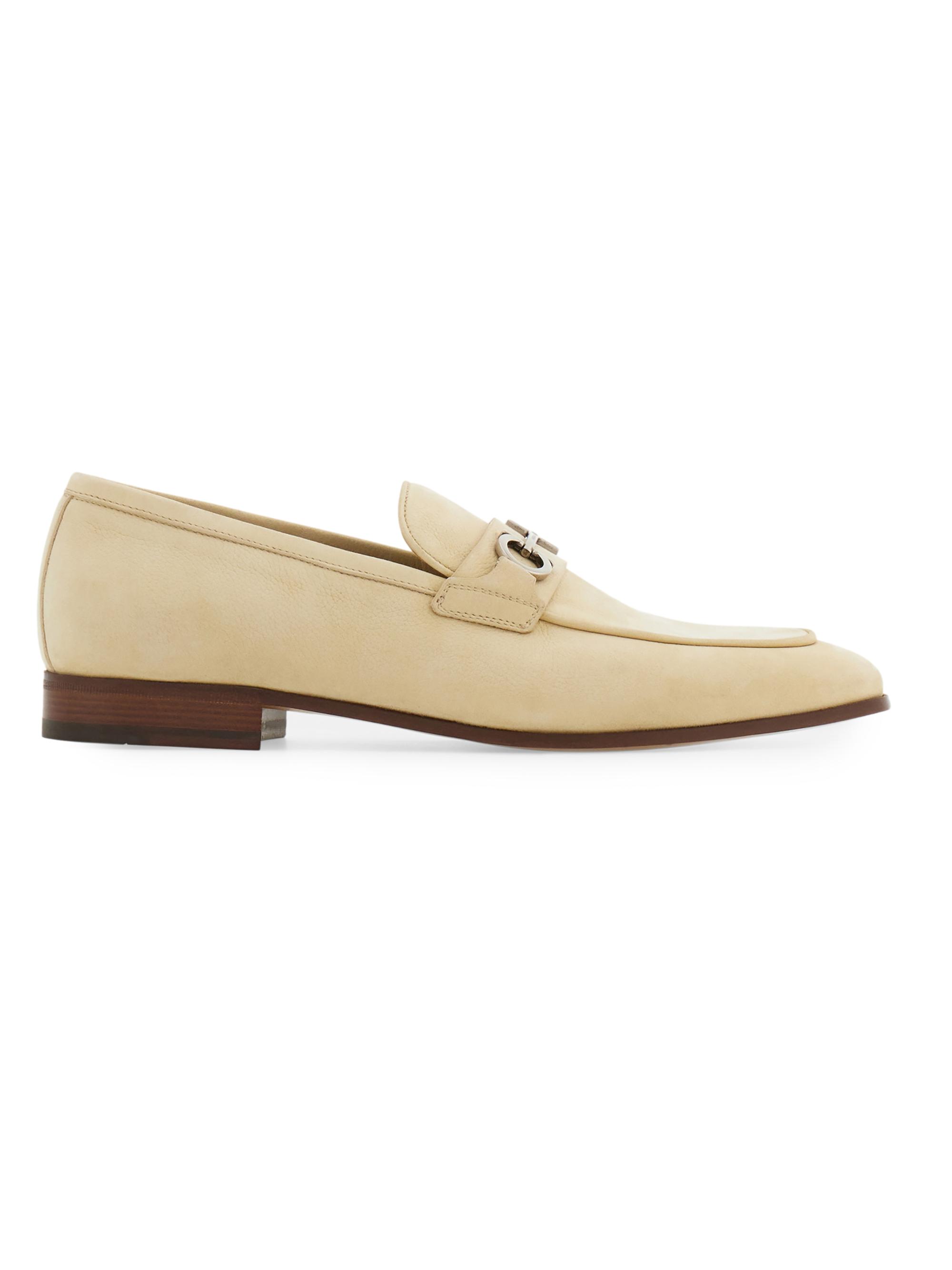 FERRAGAMO Men's Balty Suede Gancini Loafers - Daytona Grey
