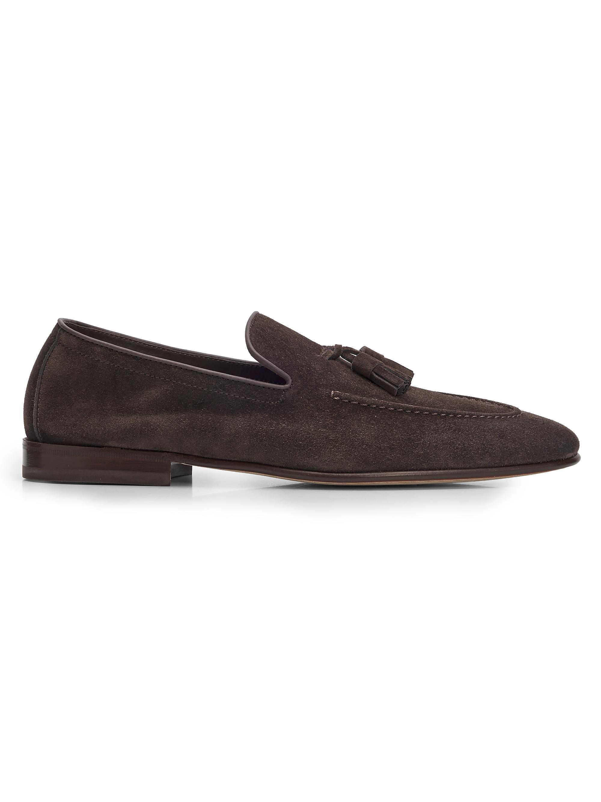 Brunello Cucinelli Men's Almond Toe Suede Loafers - Brown
