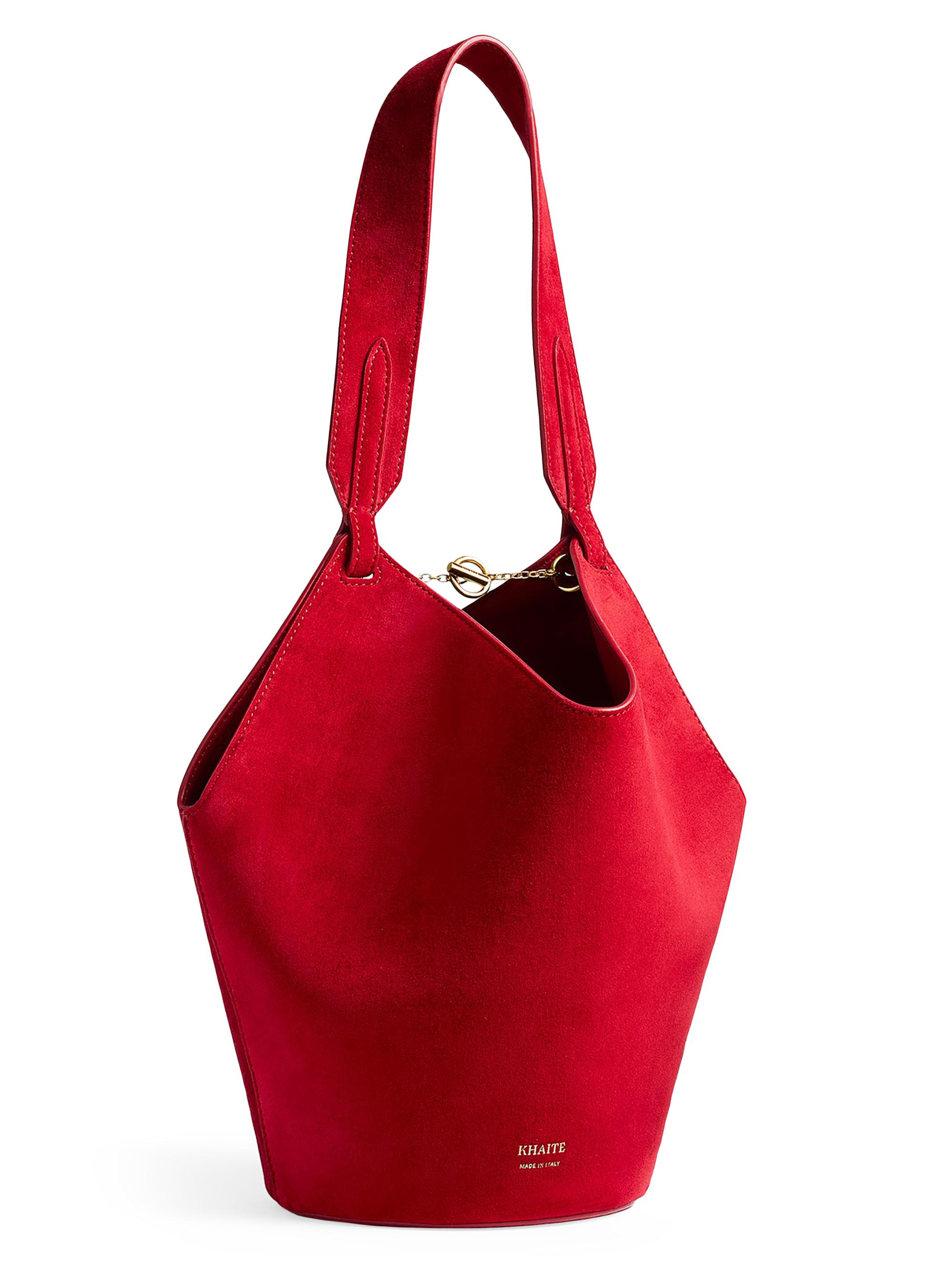 Khaite Women's Lotus Suede Mini Tote Bag - Ruby