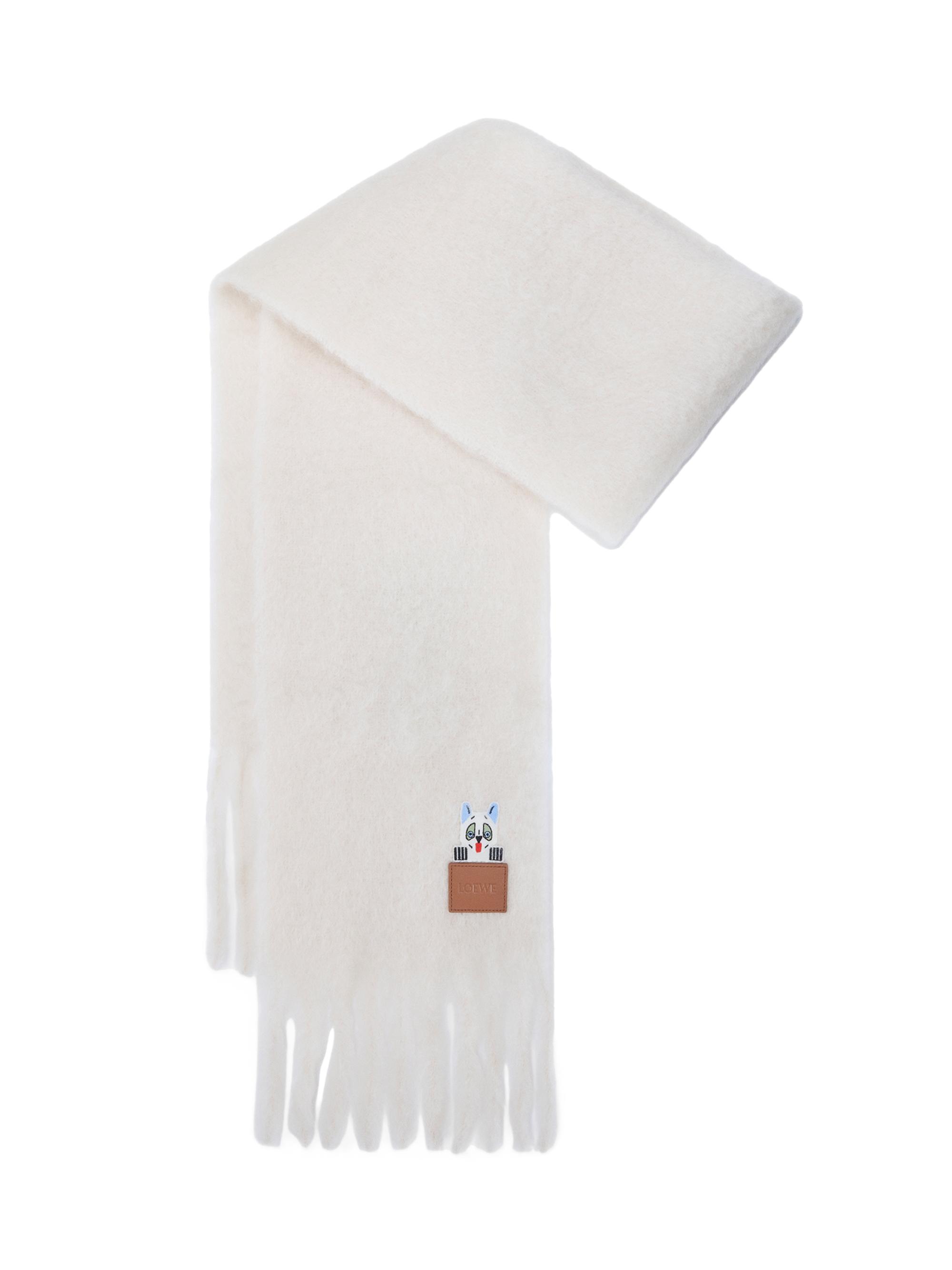 LOEWE Women's Lucky Fortune Cat Mohair-Wool Blend Scarf - White