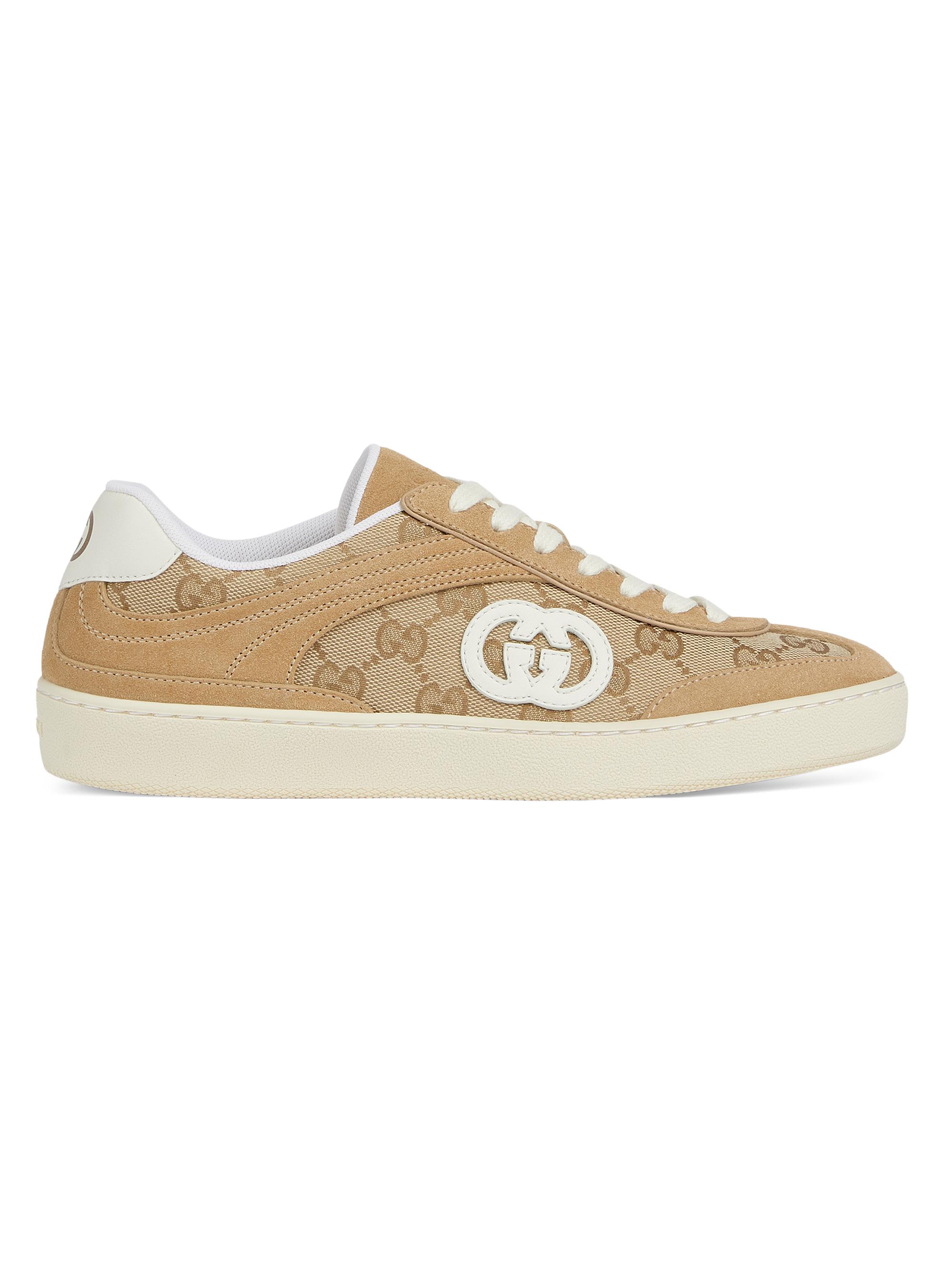 Gucci Women's G75 Suede & GG Canvas Low-Top Sneakers - Sand