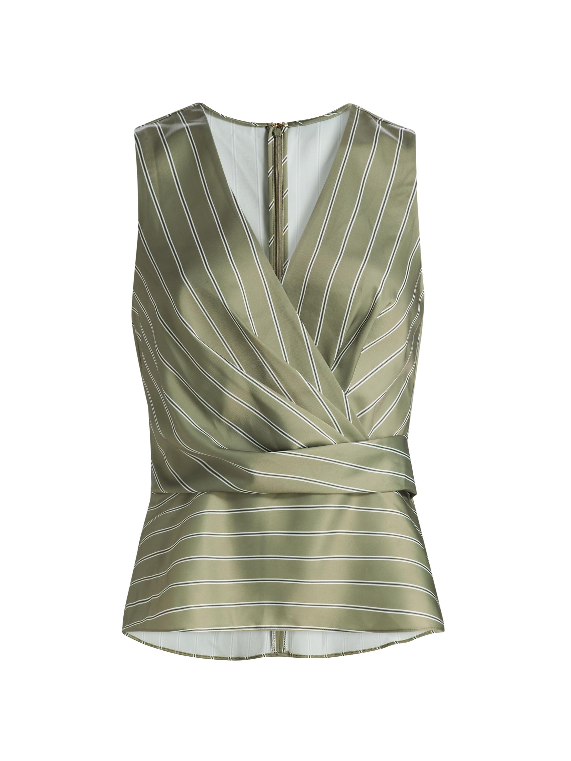 Ramy Brook Women's Veronika Striped Draped Sleeveless Top - Safari Green Seaside