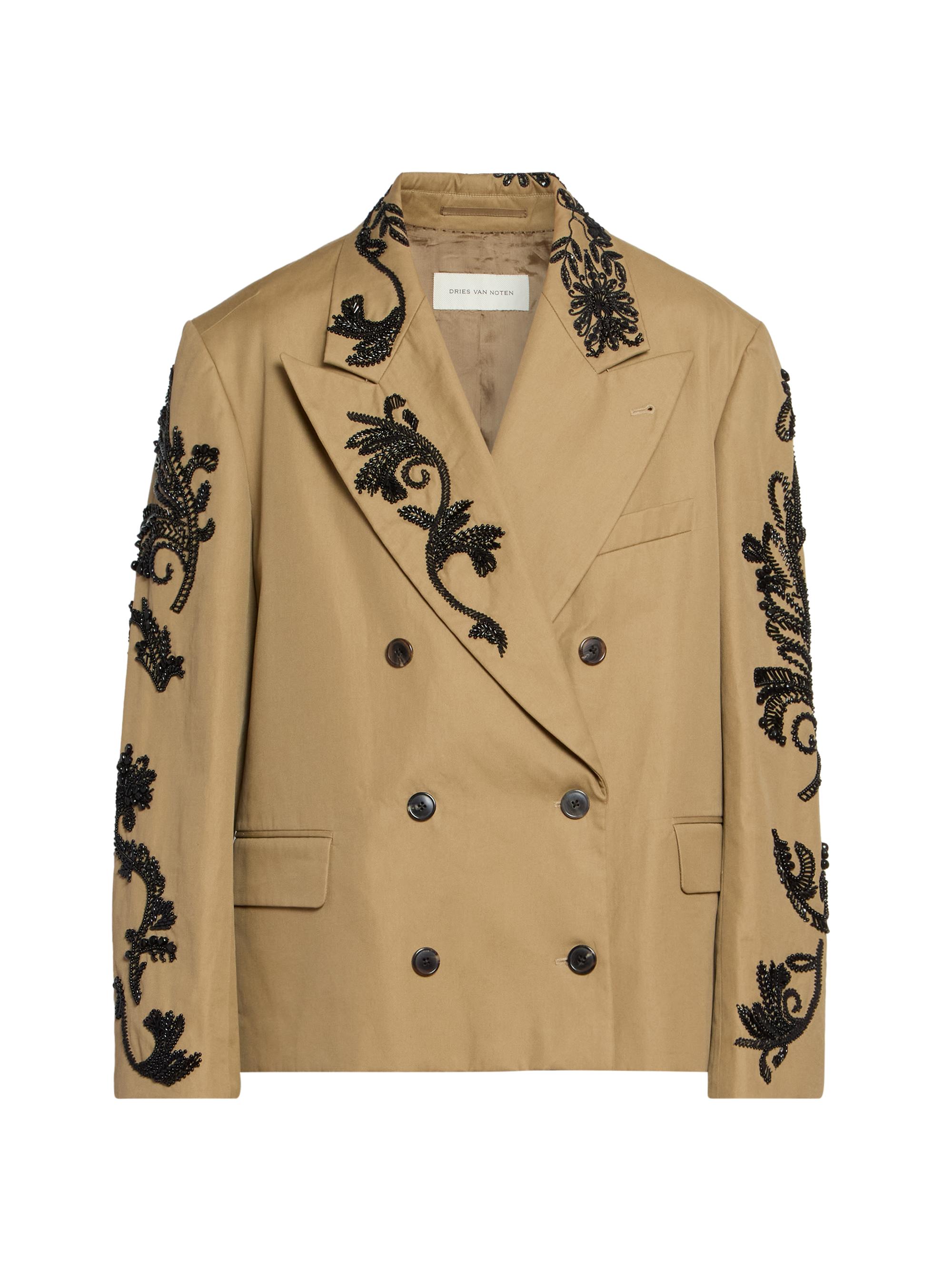 Dries Van Noten Women's Bosea Embroidered Twill Double-Breasted Jacket - Camel | Thumbnail 8