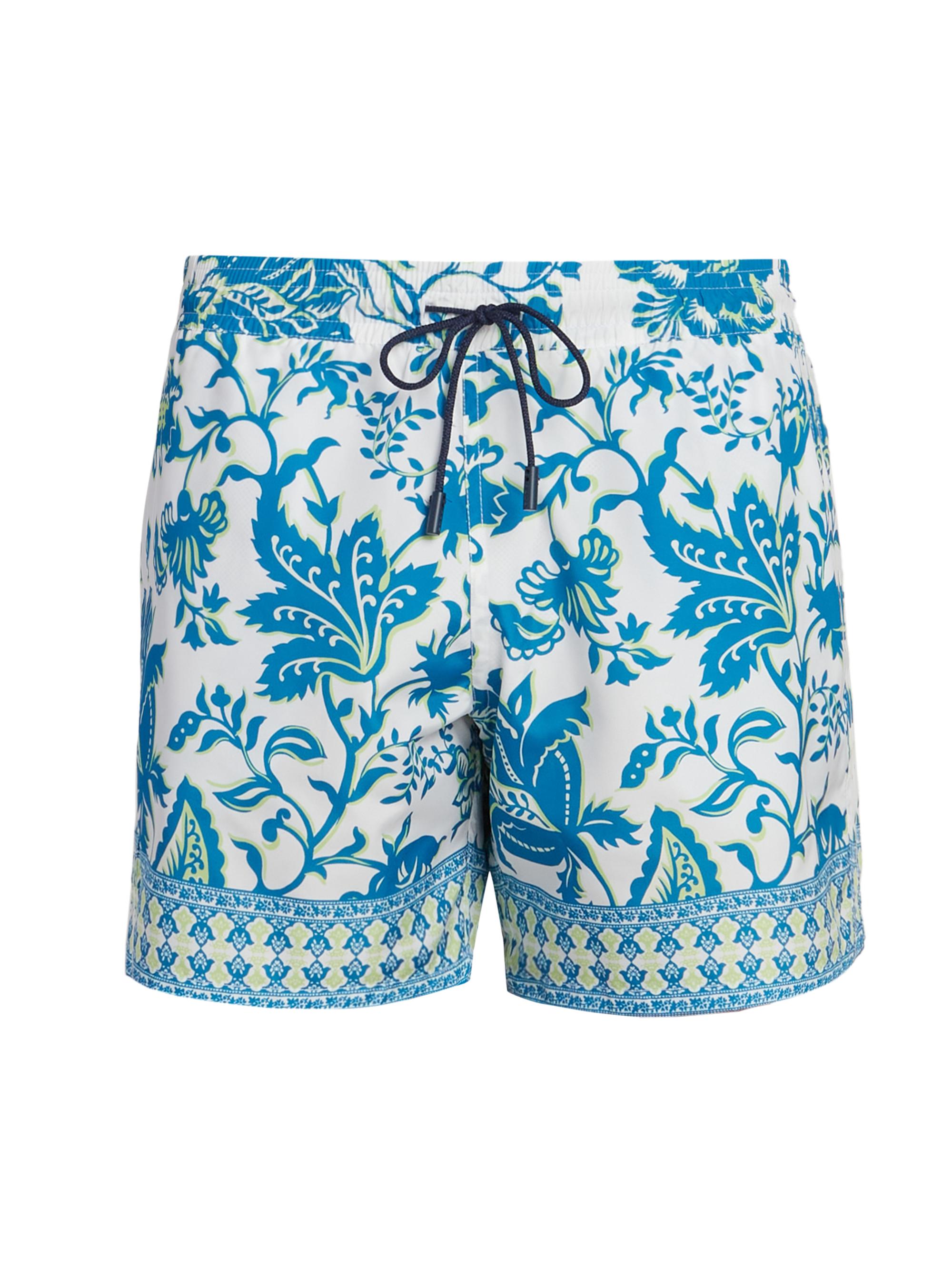 Etro Men's Aqua Print Swim Trunks - Stampa Blue