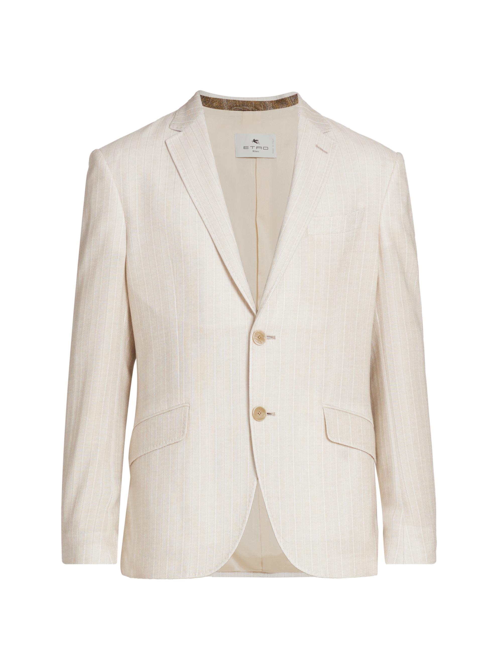 Etro Men's Pinstripe Cotton Sport Jacket - Ecru