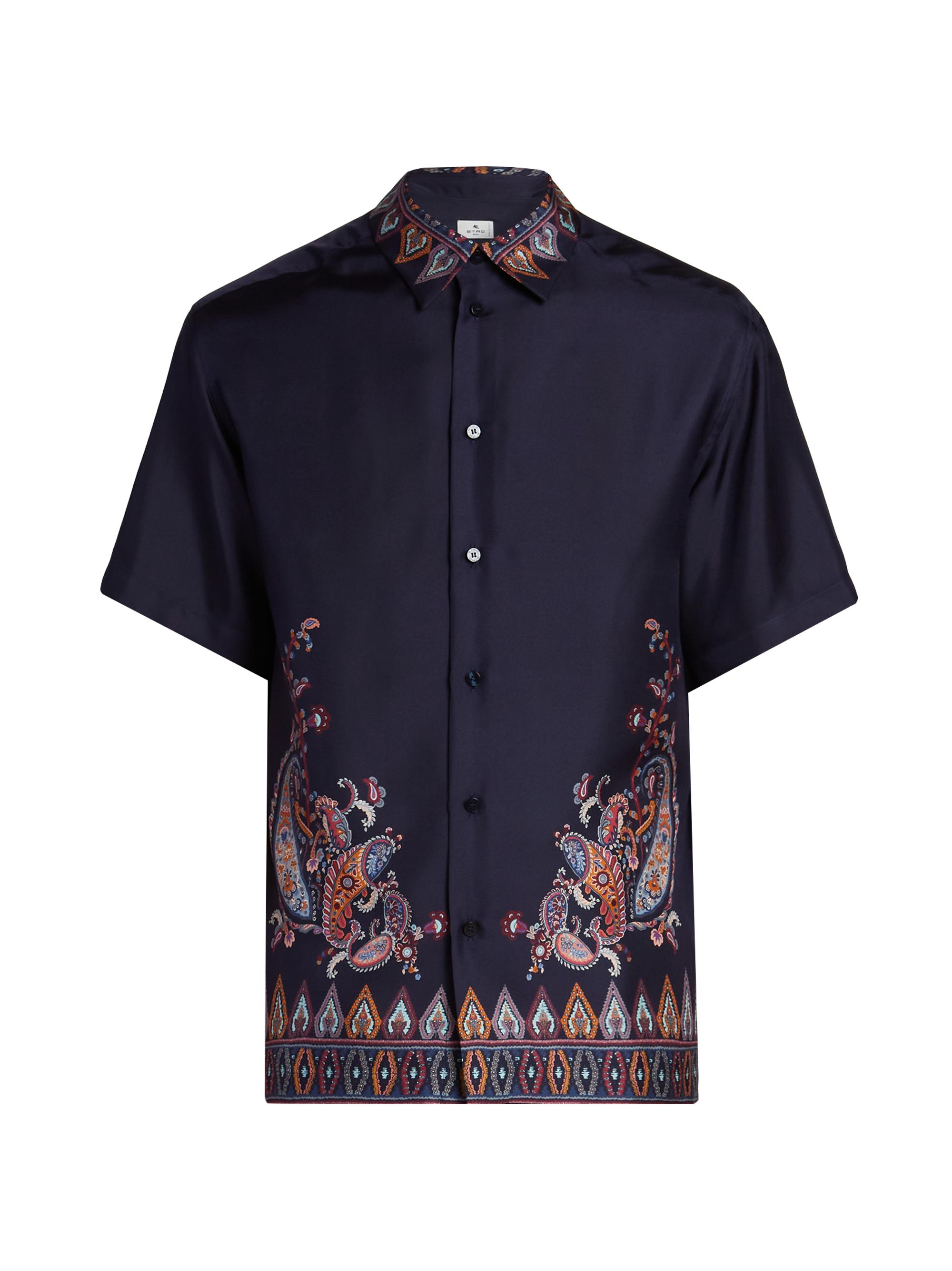 Etro Men's Silk Paisley Short-Sleeve Shirt - Stampa Blue