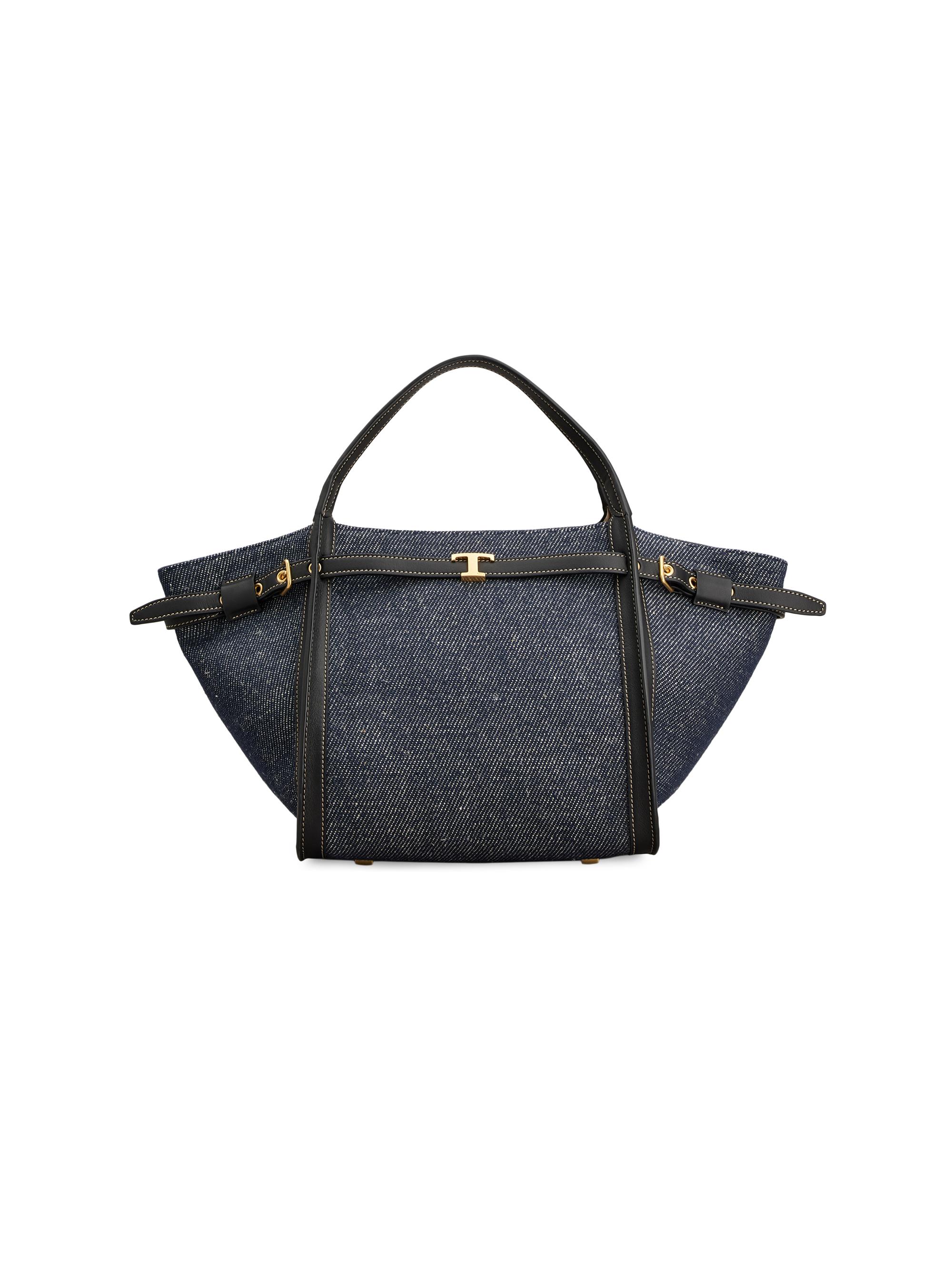 Tod's Women's Canvas & Leather Shopping Tote Bag - Blue Denim