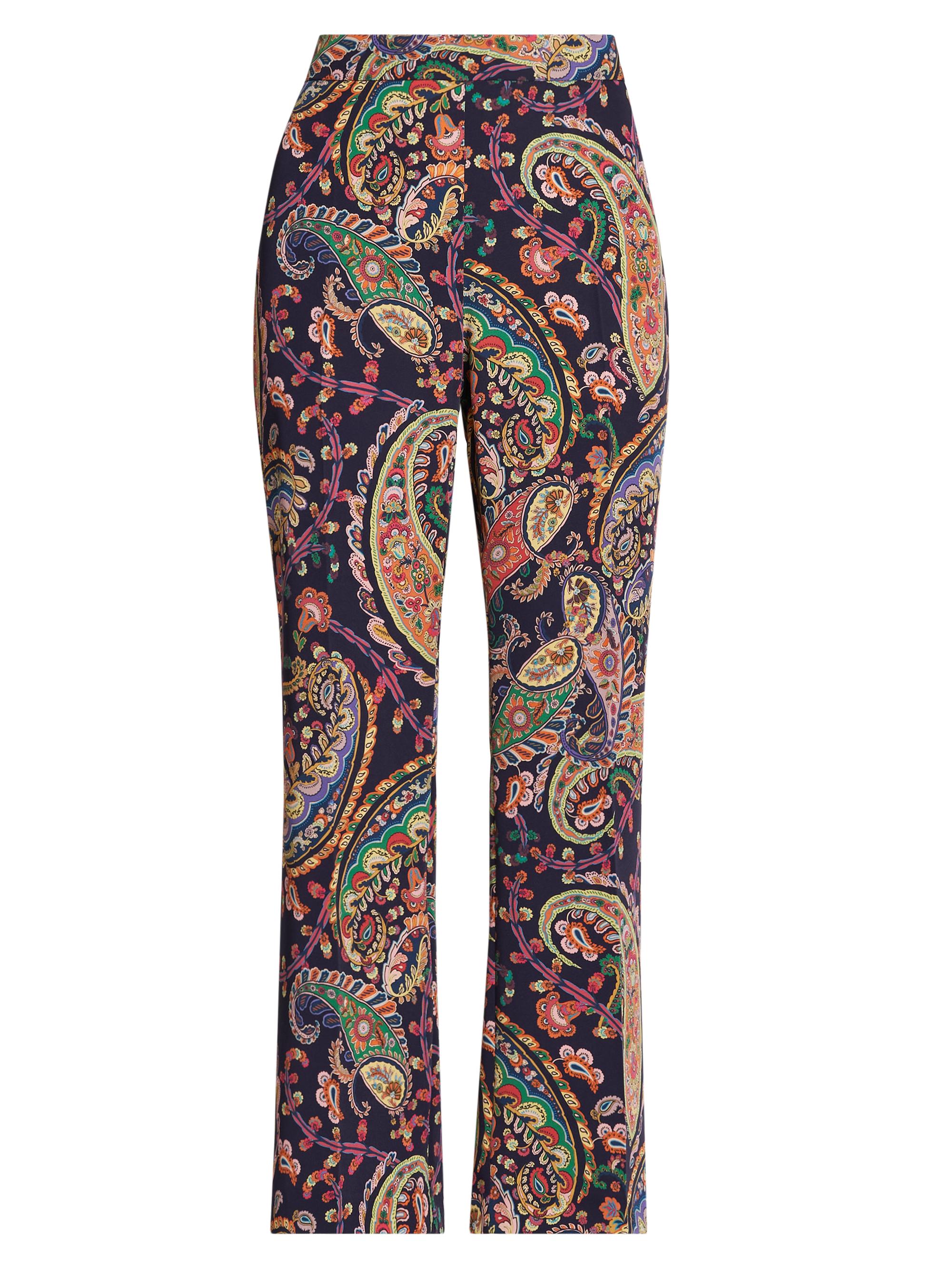 Etro Women's Paisley Silk Bootcut Trousers - Printed Blue Base