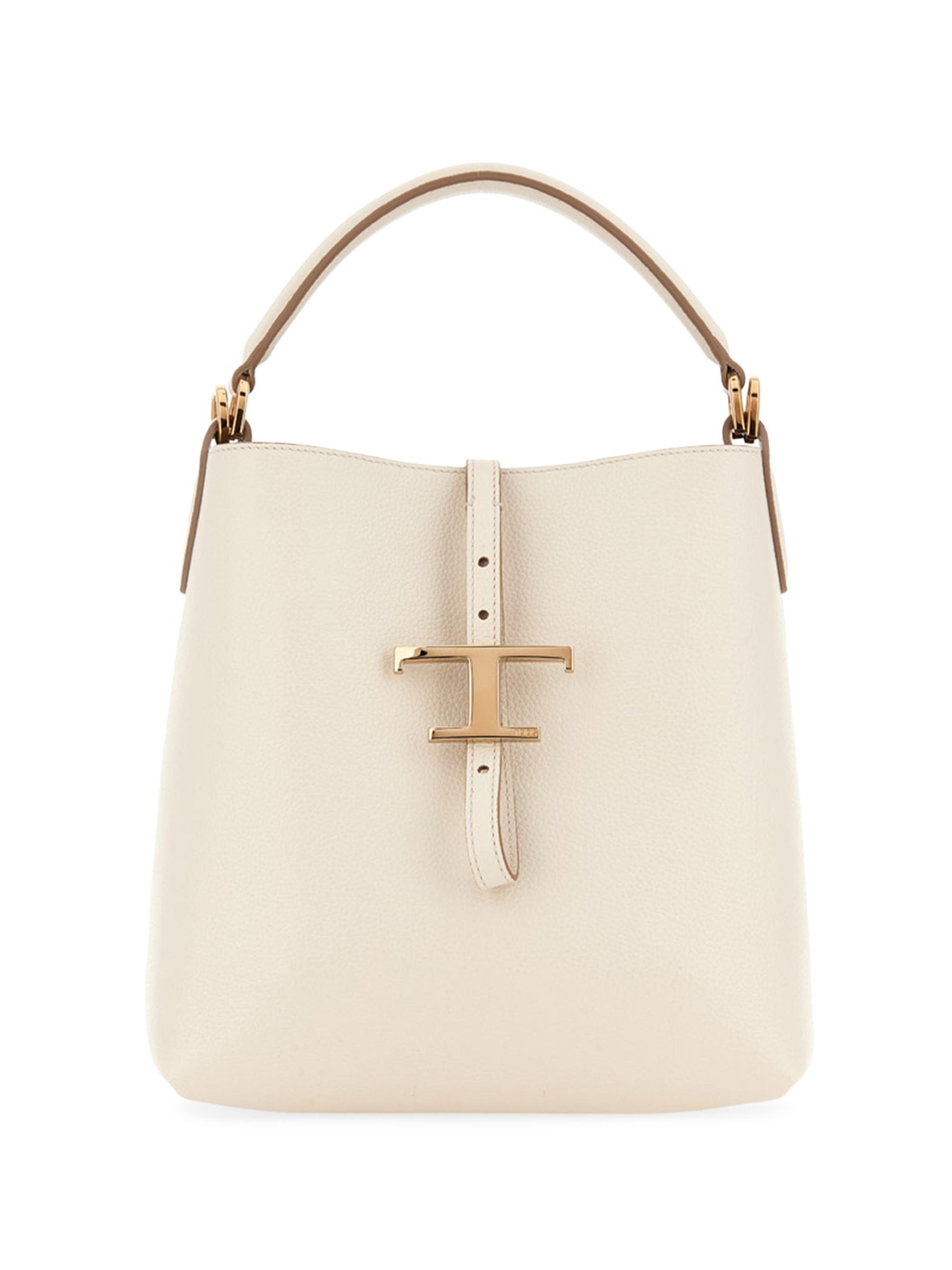 Tod's Women's Mini T Timeless Leather Bucket Bag - Bianco Calce