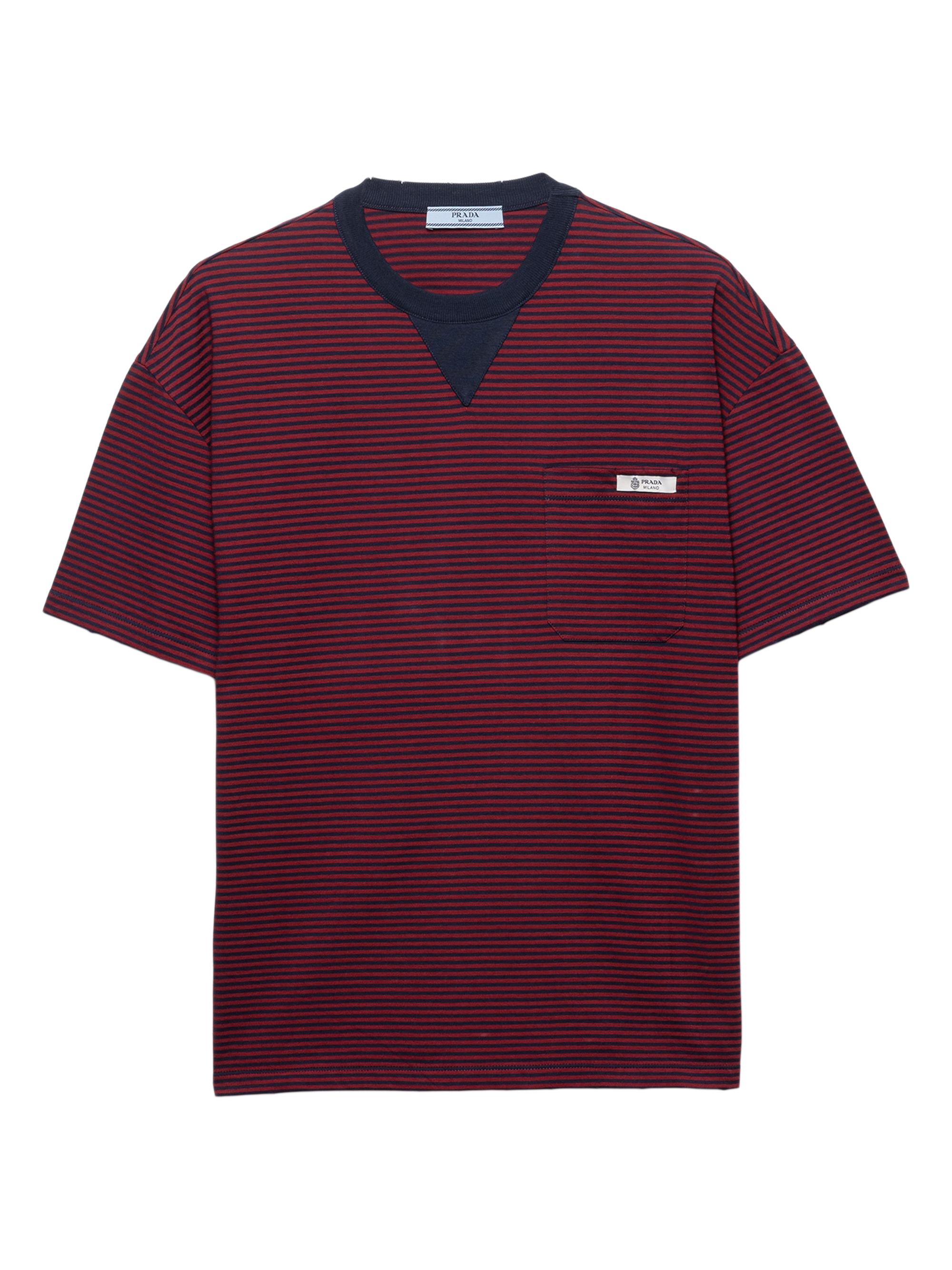 Prada Women's Oversized Striped Jersey T-Shirt - Dark Red