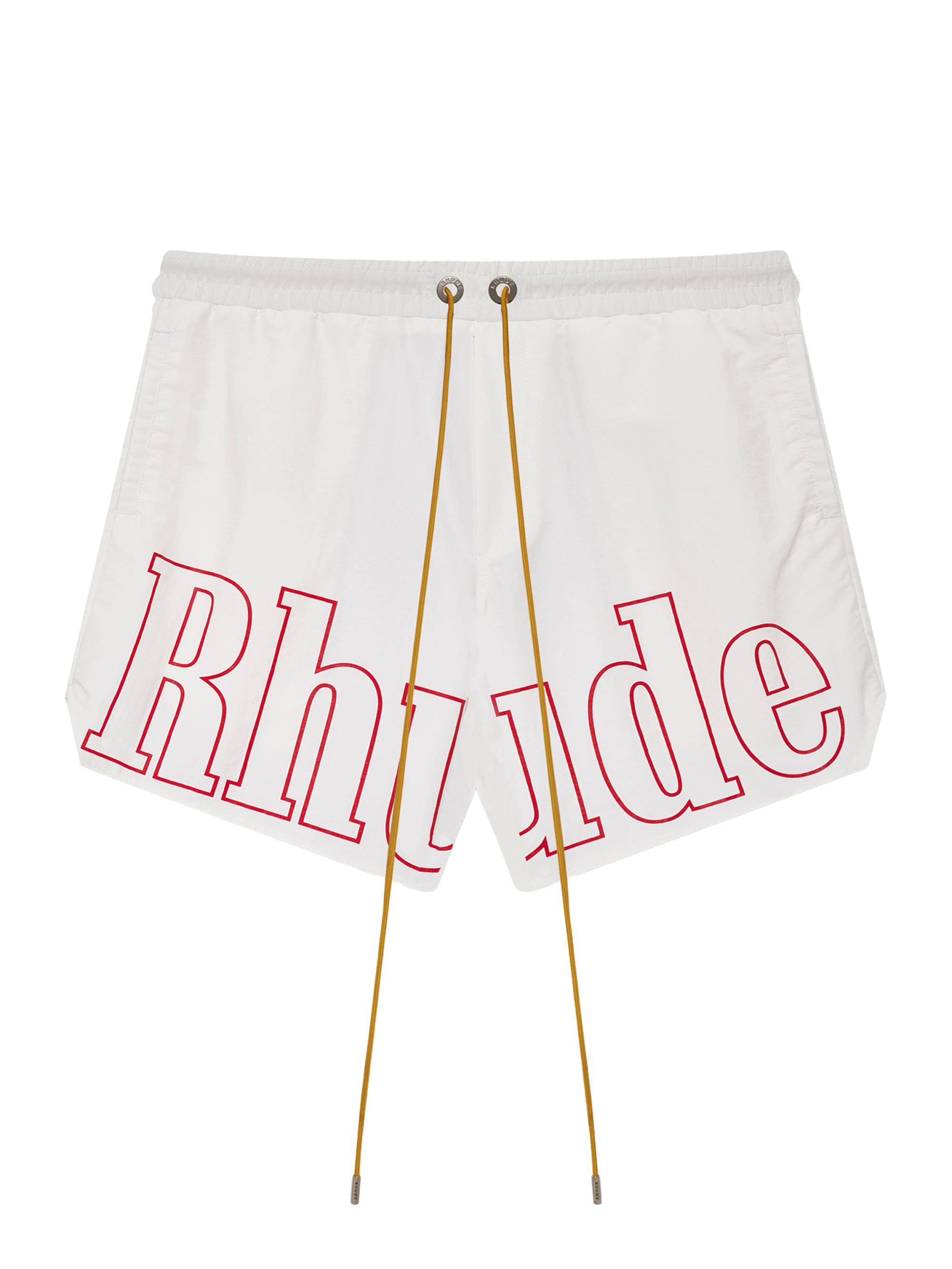 Rhude Men's Logo Track Shorts - White Red