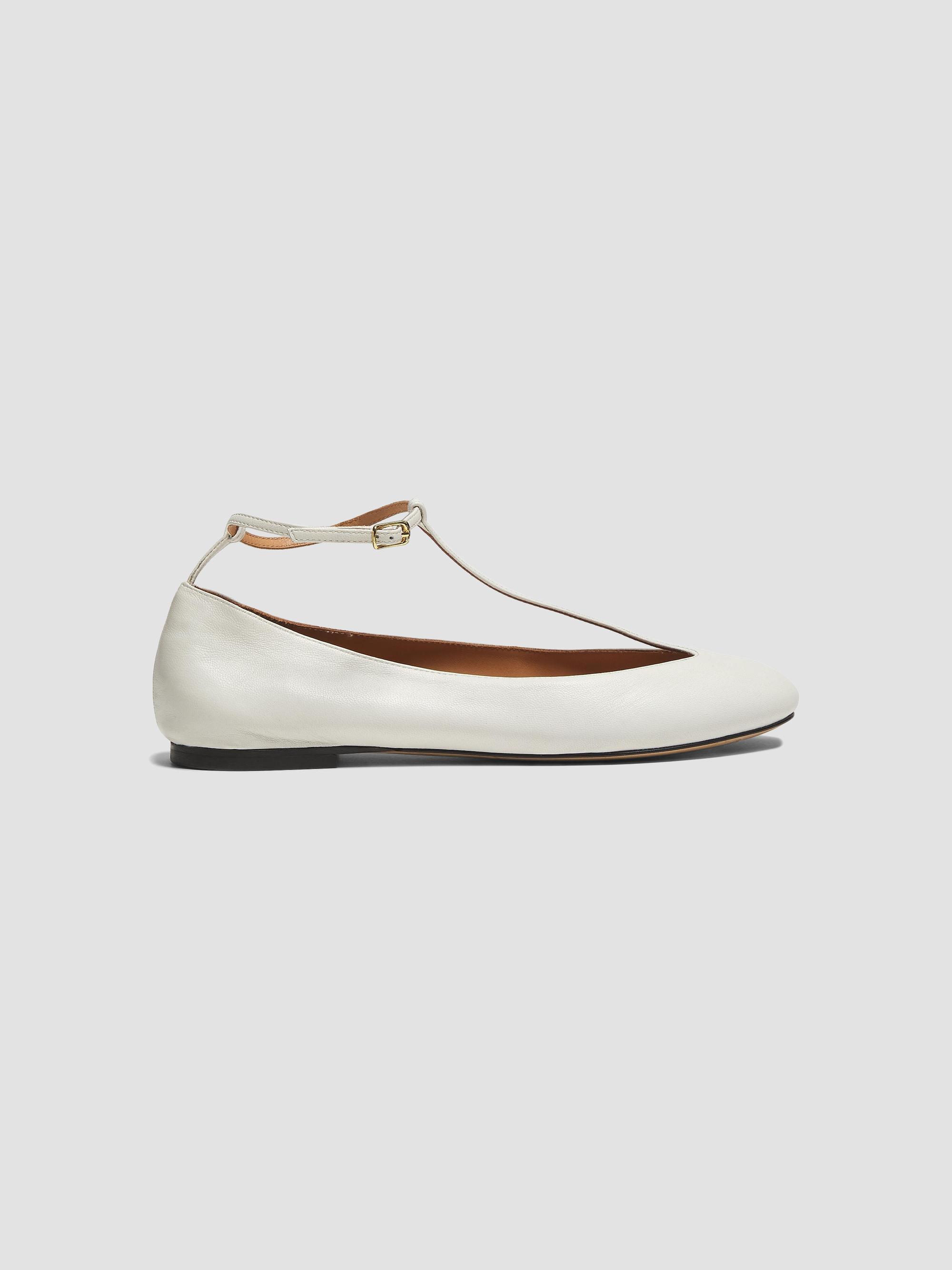 Odissì Women's Calla Leather T-Strap Ballerina Flats - White Pearl | Thumbnail 7
