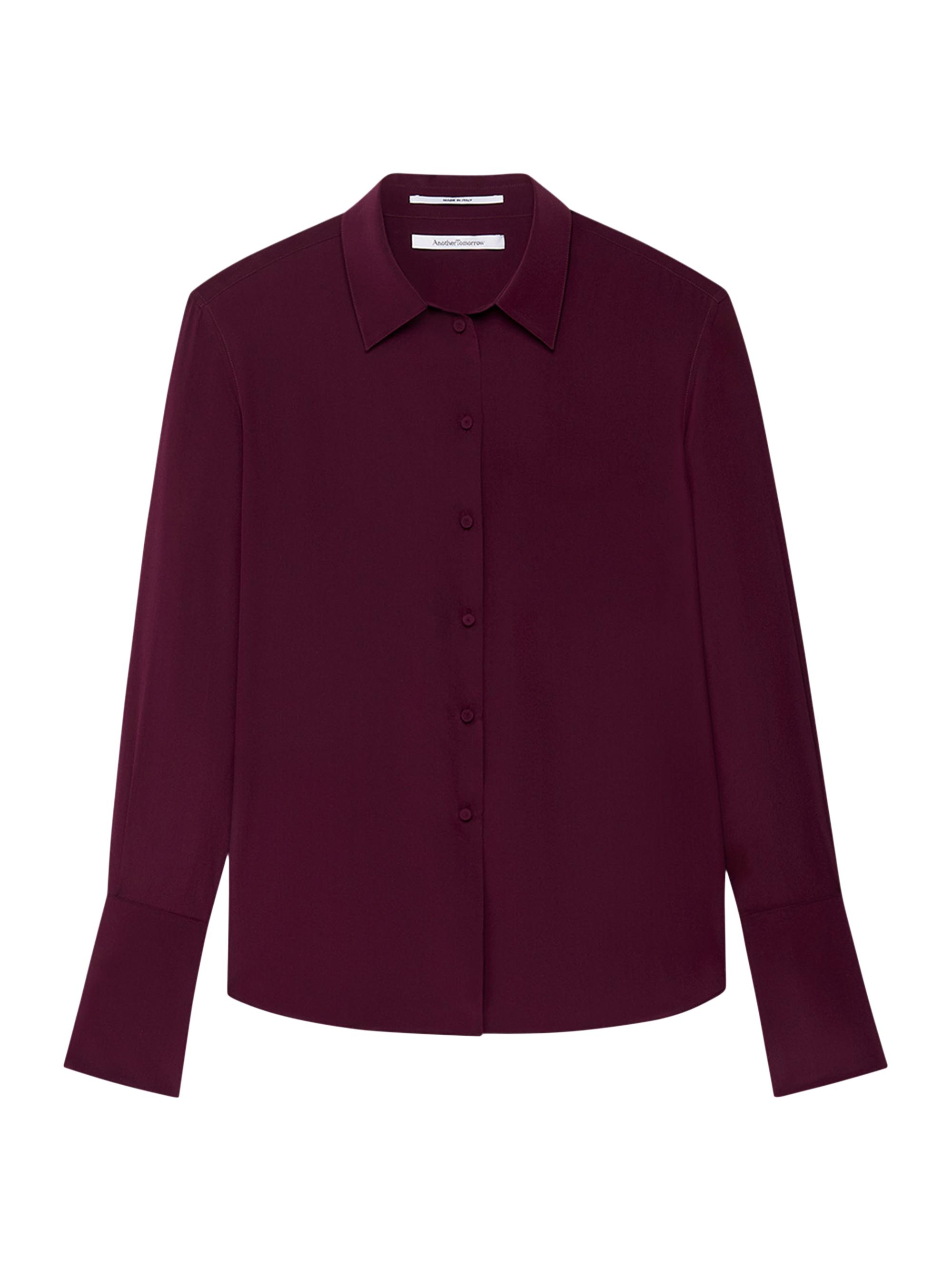 Another Tomorrow Silk Men's Shirt - Plum