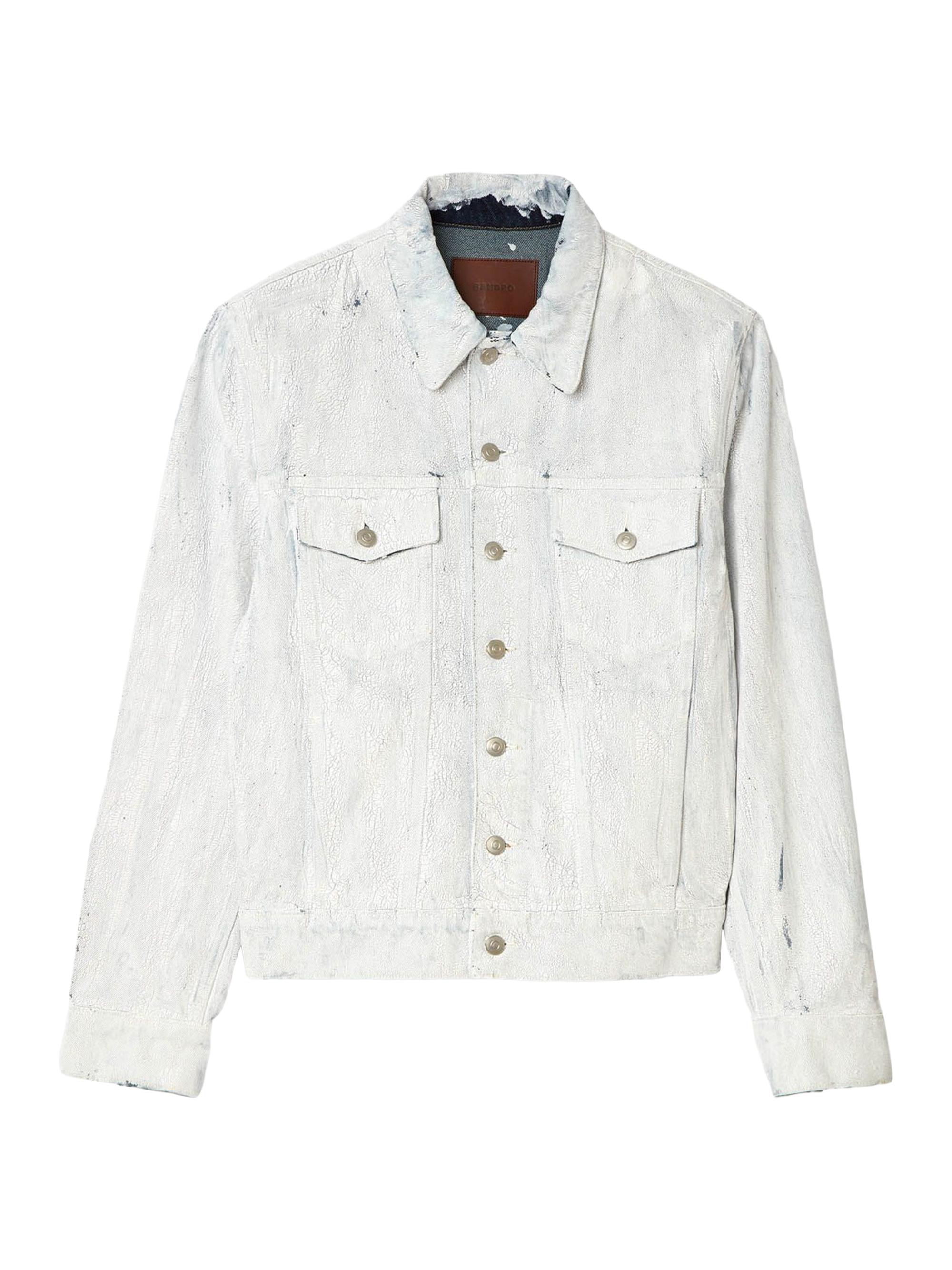 Sandro Men's Cracked Coated Denim Jacket - White