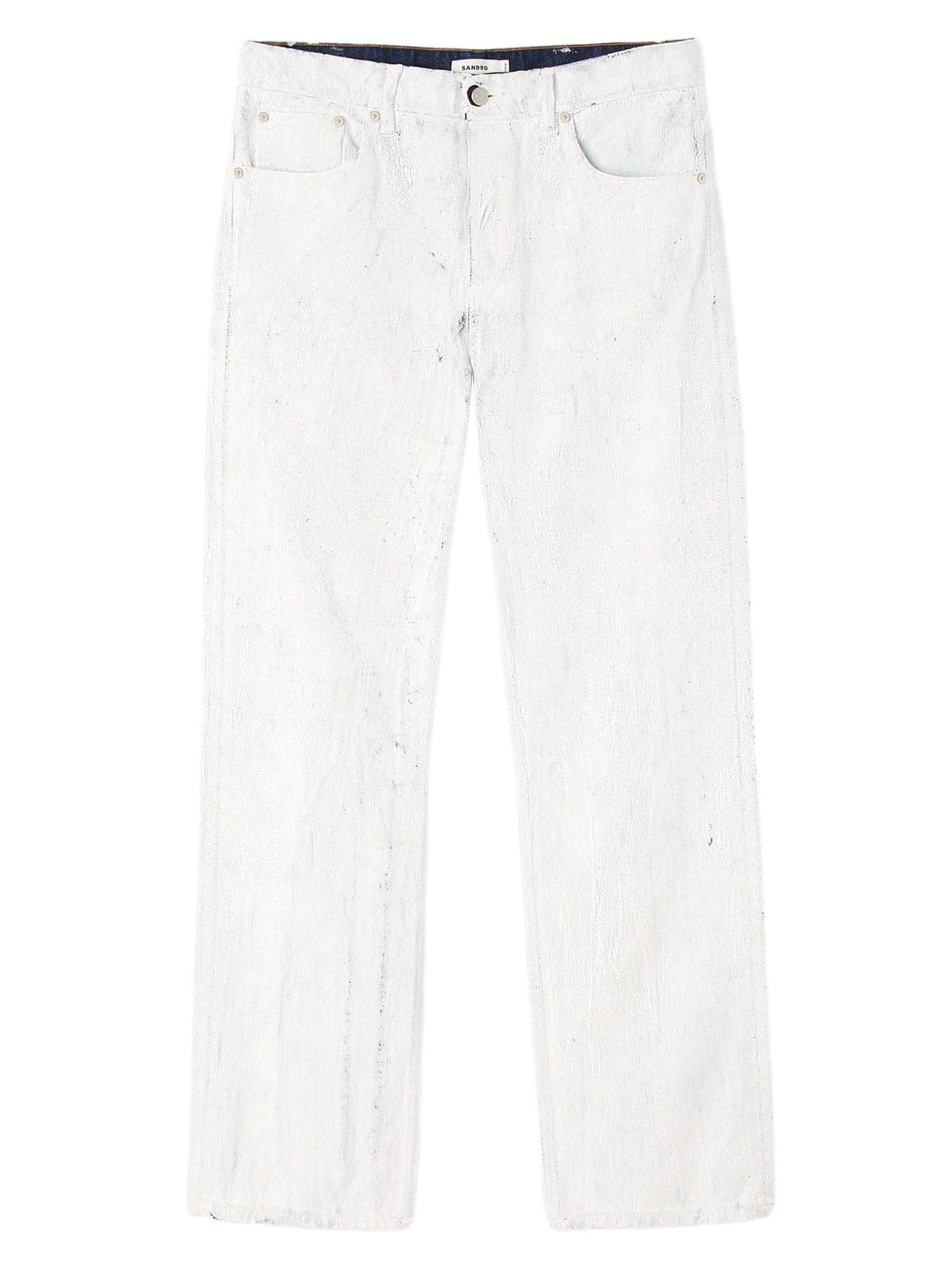 Sandro Men's Regular Crackle-Effect Jeans - Optic White