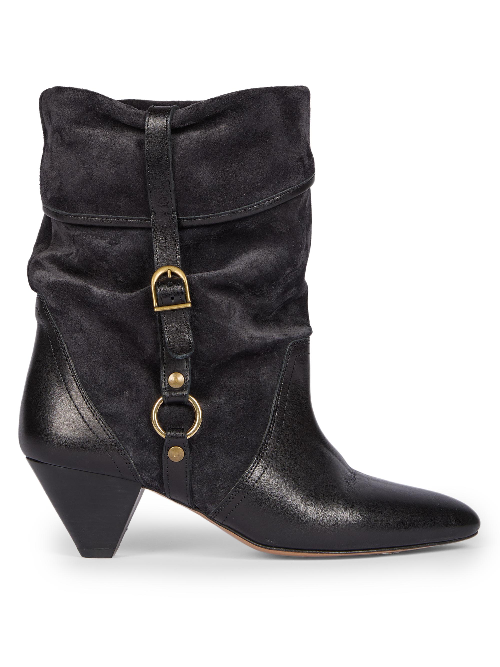 Isabel Marant Women's Darner 10MM Suede & Leather Boots - Faded Black