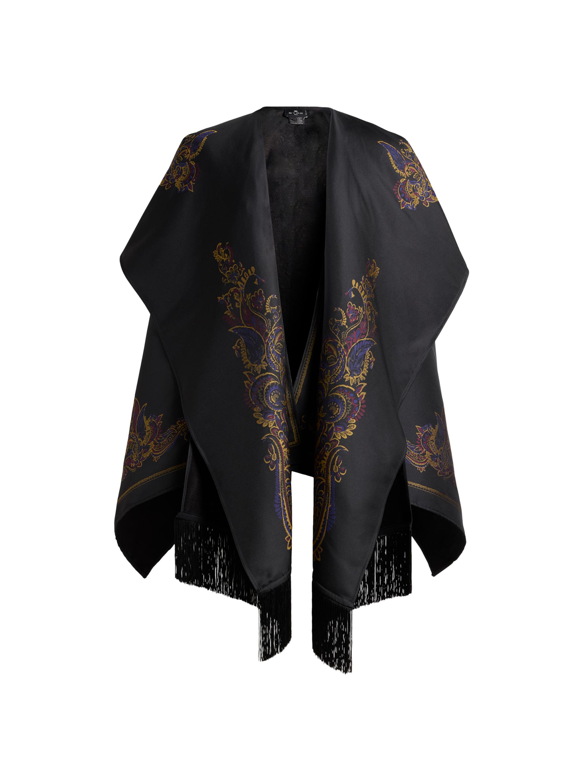 Etro Women's Paisley Wool-Blend Cape - Printed Black