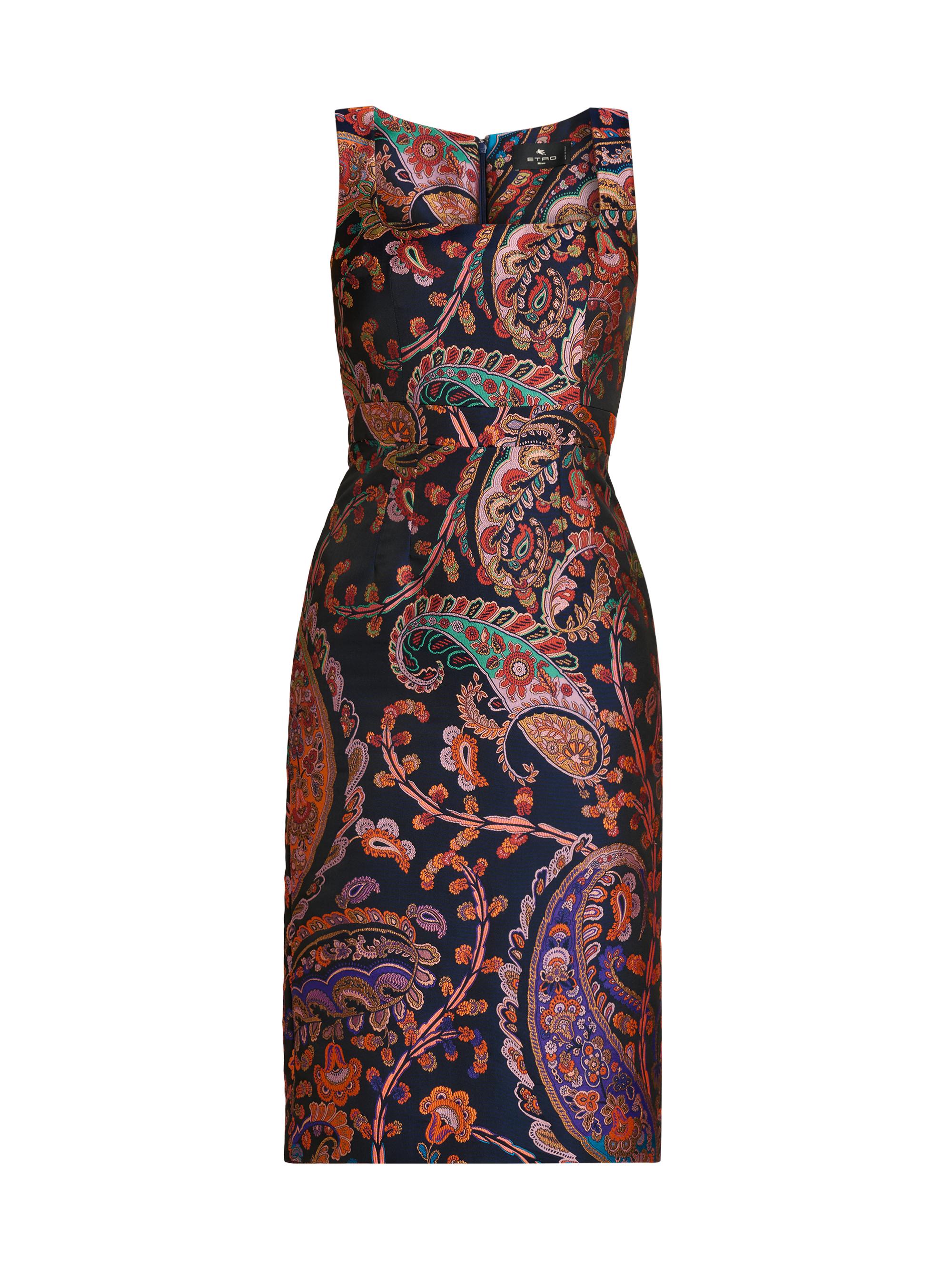 Etro Women's Paisley Silk Sheath Midi-Dress - Multicolor Blue Base