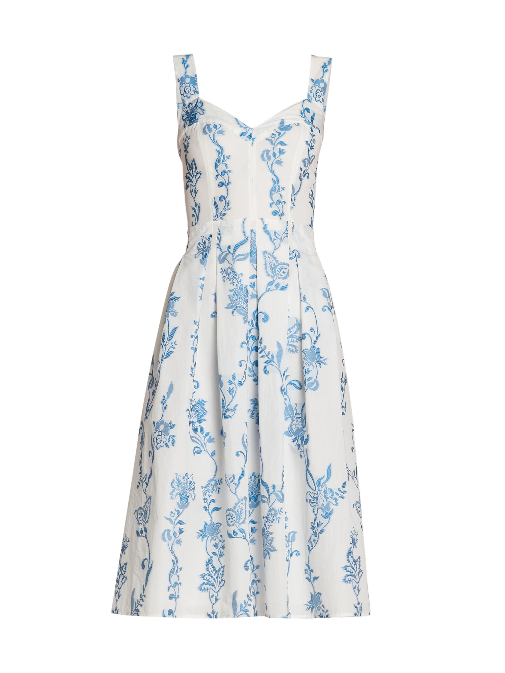 Etro Women's Floral Stretch Cotton Apron Midi-Dress - Multicolor Blue