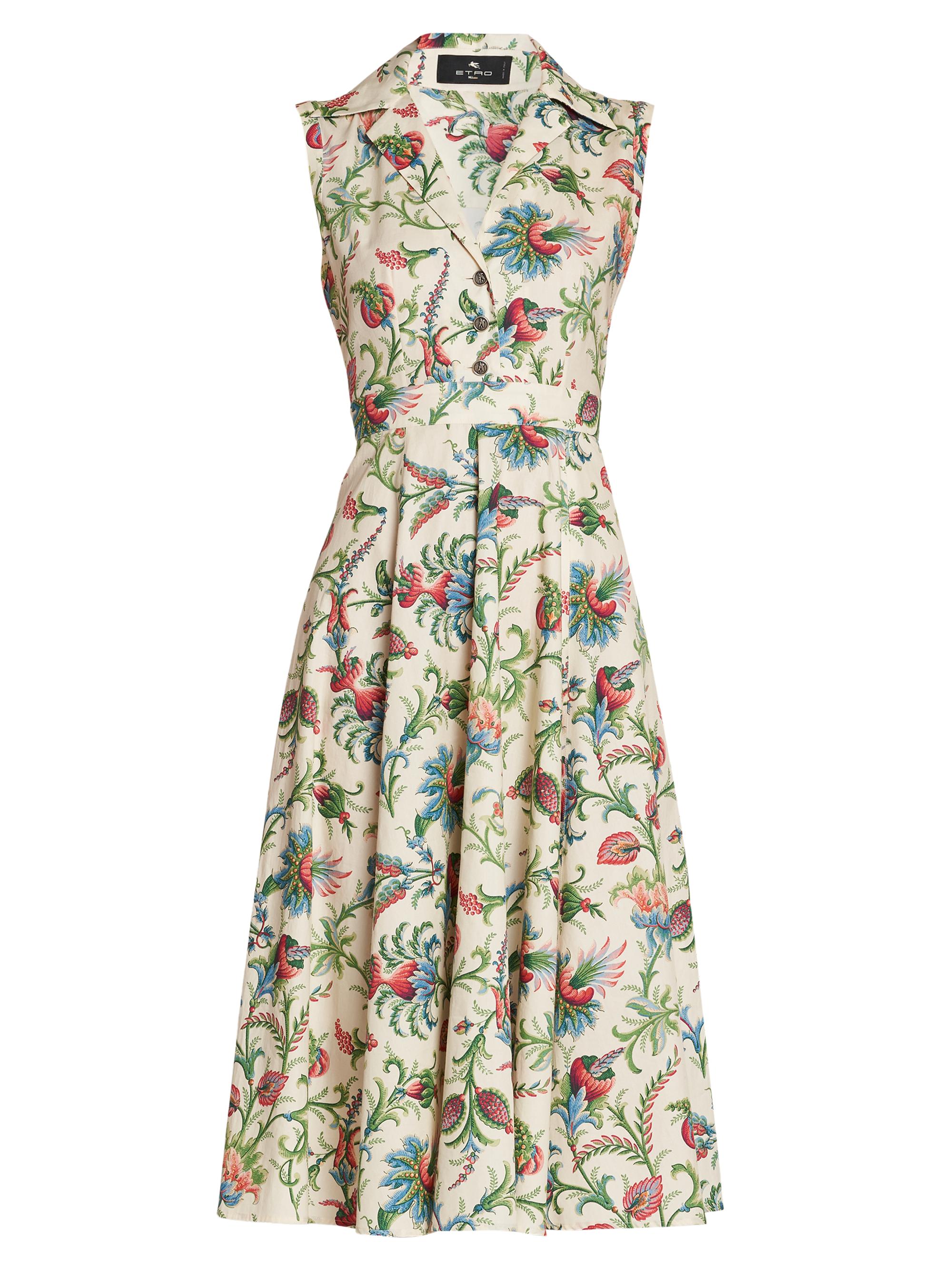 Etro Women's Stamped Floral Stretch Cotton Shirtdress - Stampa Bianco