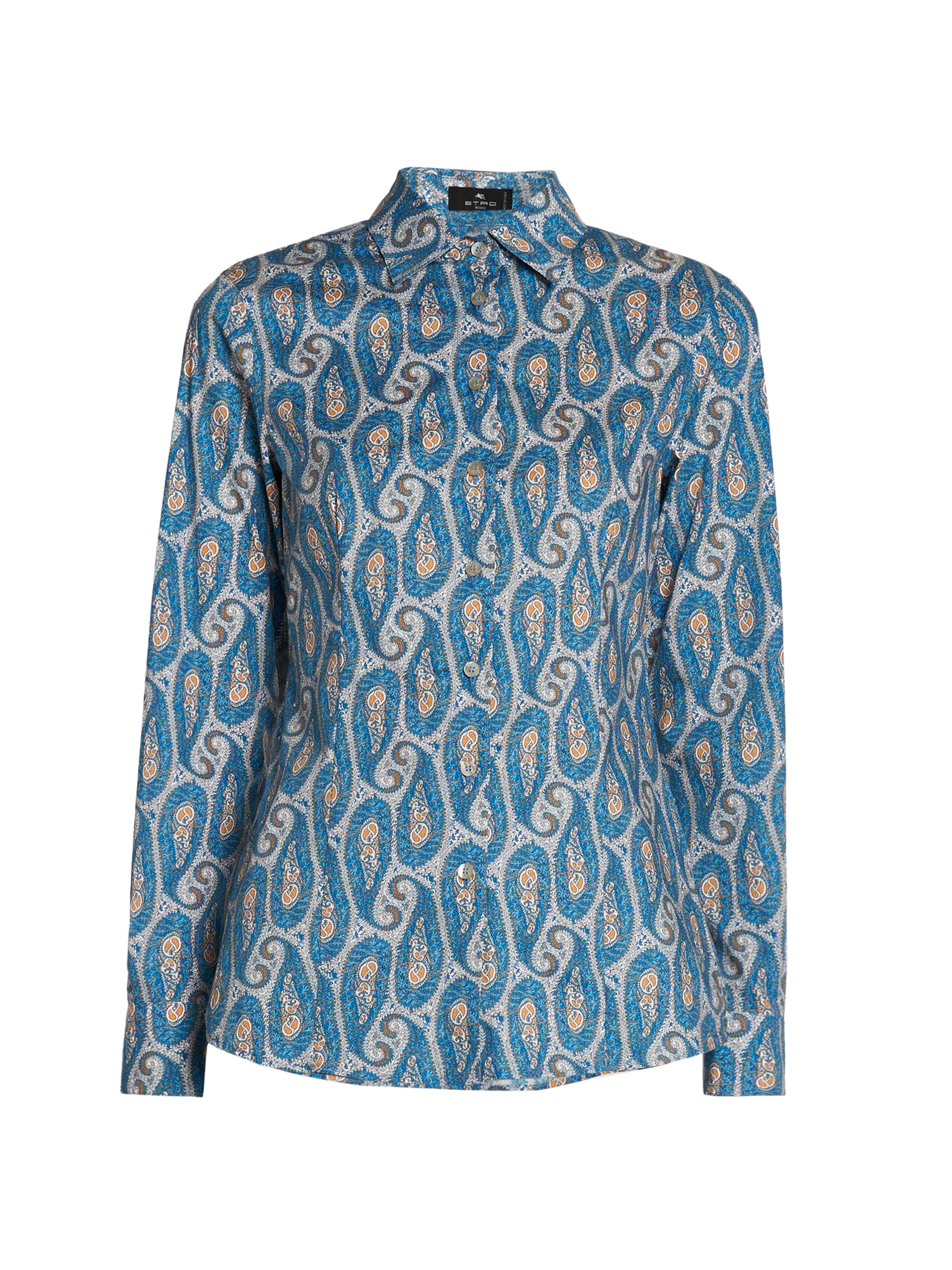 Etro Women's Paisley Stretch Cotton Slim-Fit Shirt - Stampa Bianco