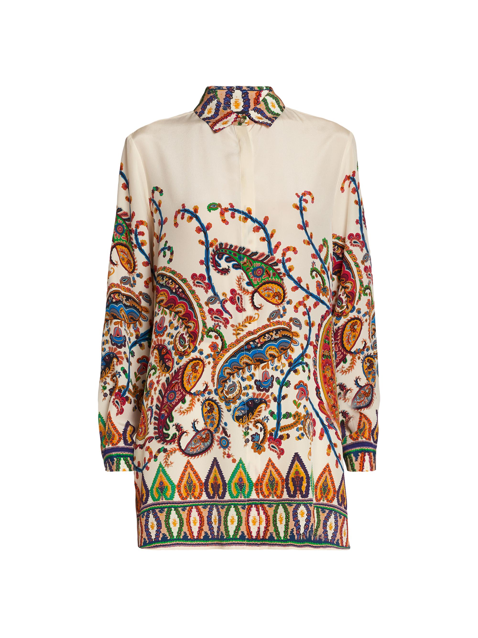 Etro Women's Paisley Silk Tunic Shirt - Stampa Bianco