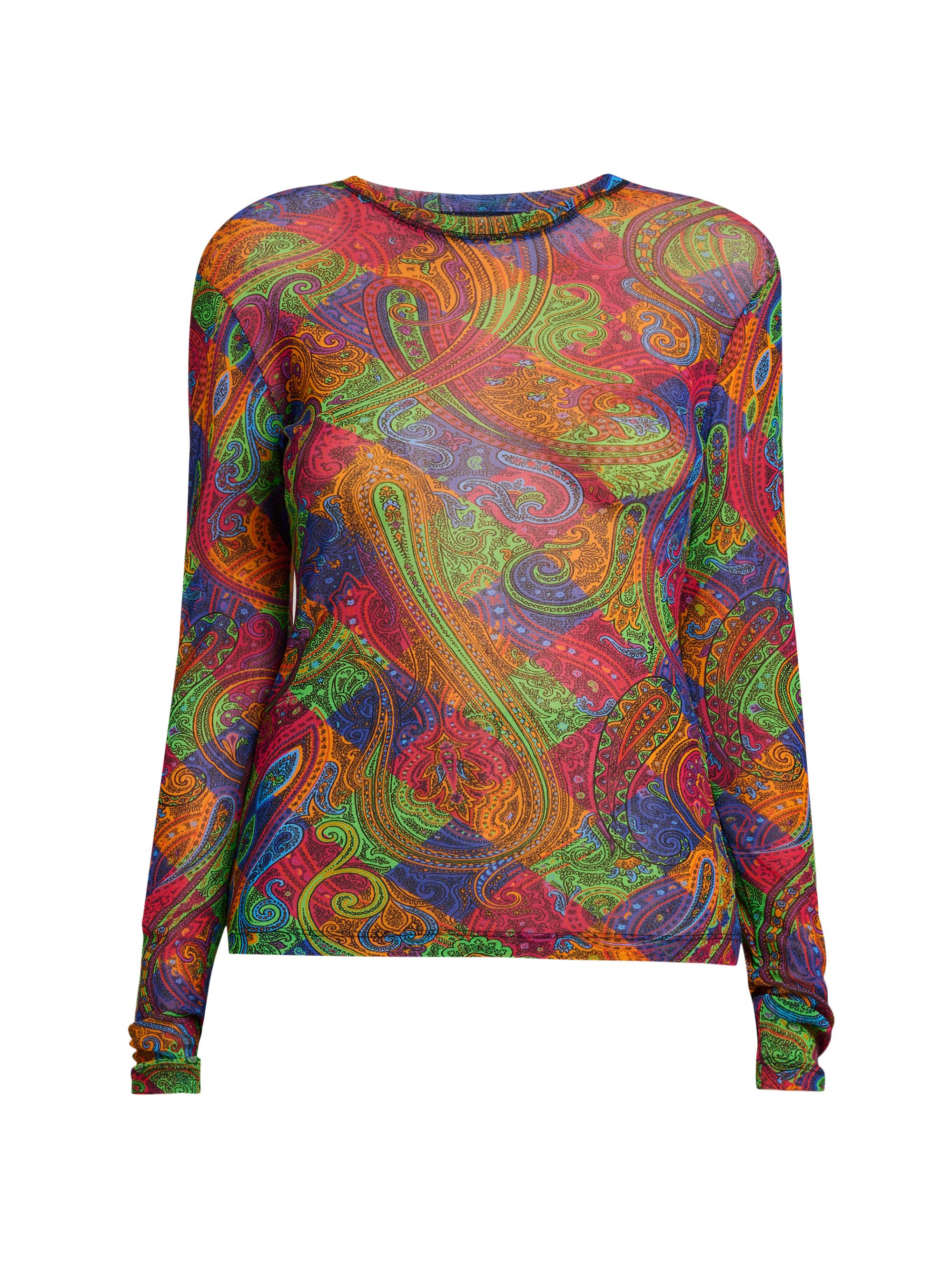 Etro Women's Geometric Paisley Tulle Top - Stampa Arancio