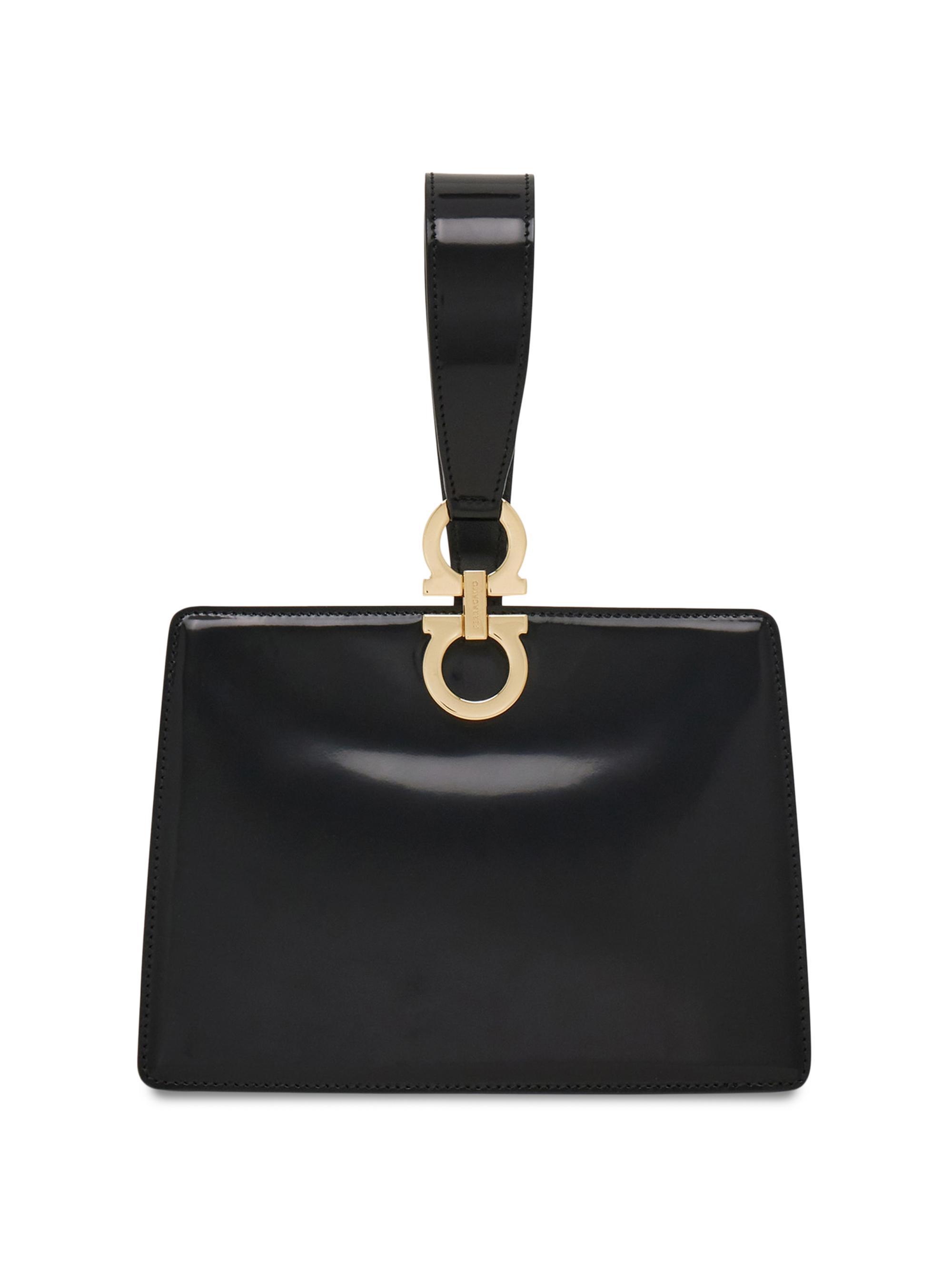 FERRAGAMO Women's Double Gancio Leather Clutch - Nero