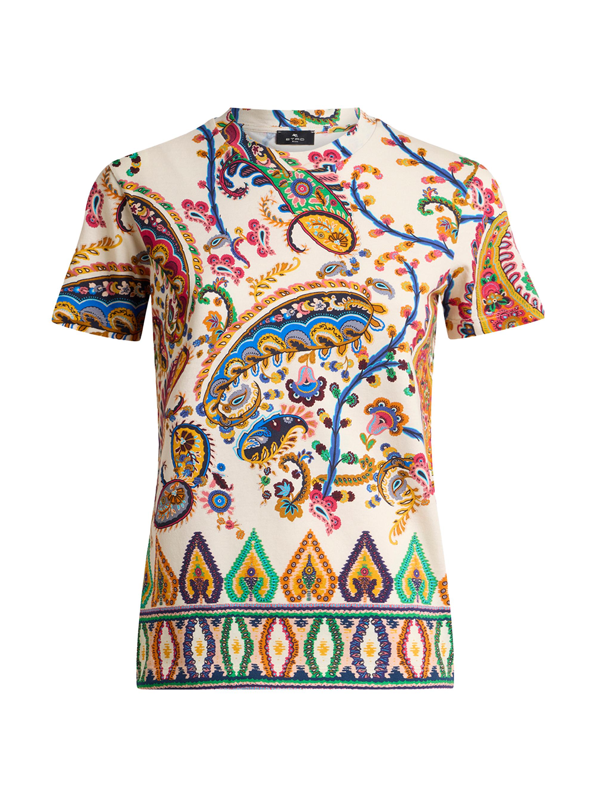 Etro Women's Paisley Cotton Slim-Fit T-Shirt - Stampa Bianco