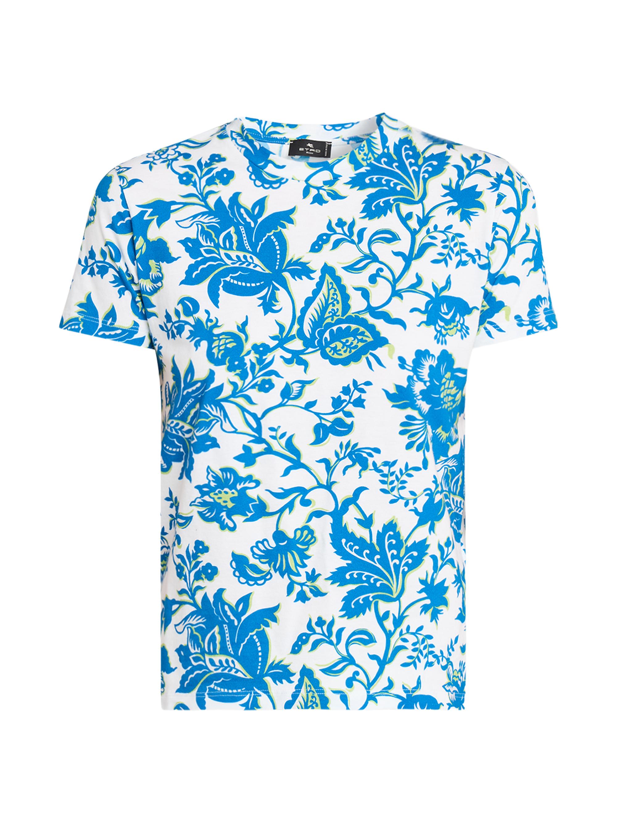 Etro Women's Cut & Sew Floral Cotton T-Shirt - Blue Colorway