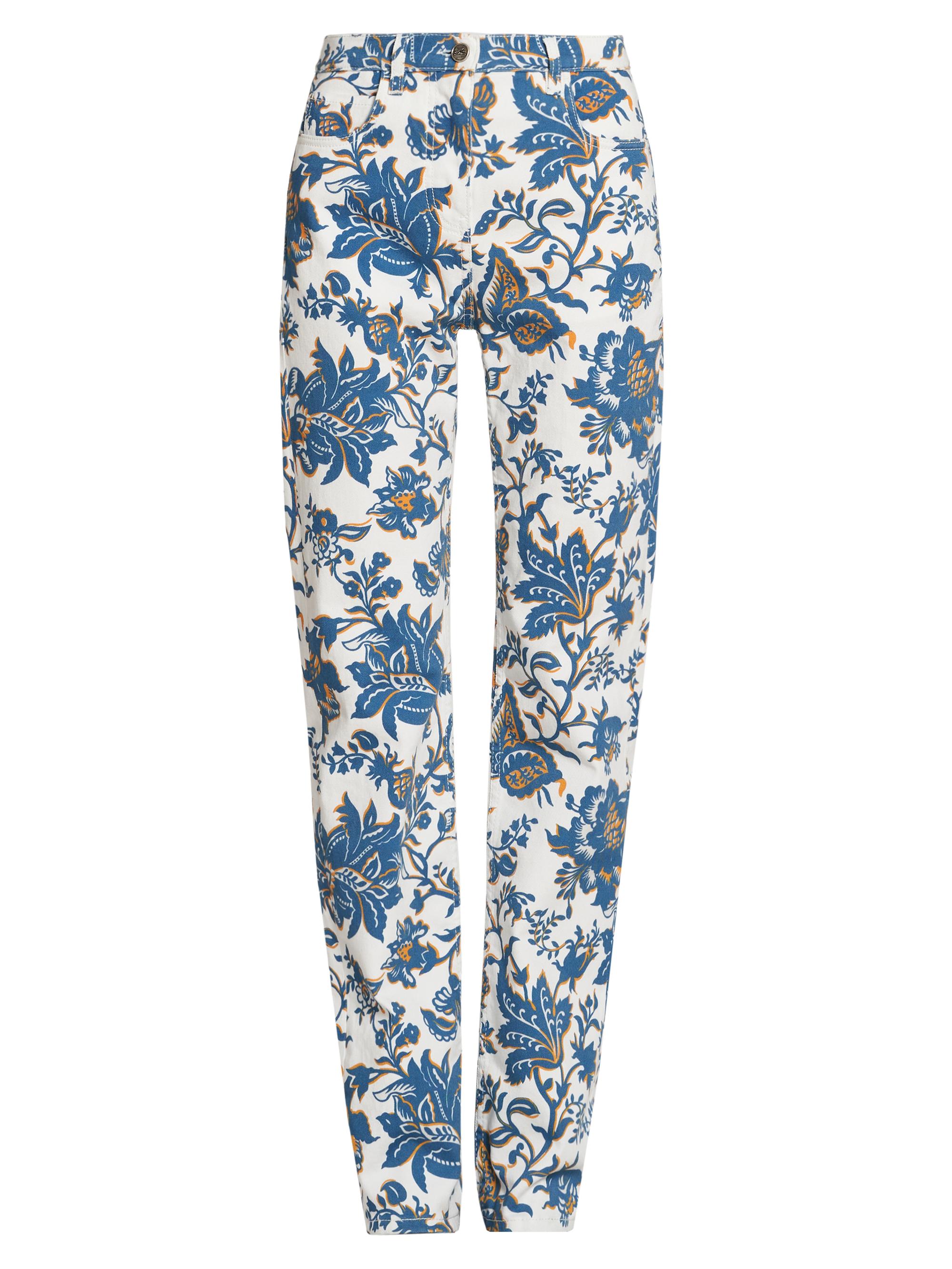 Etro Women's Floral Straight-Leg Mid-Rise Jeans - Stampa Bianco