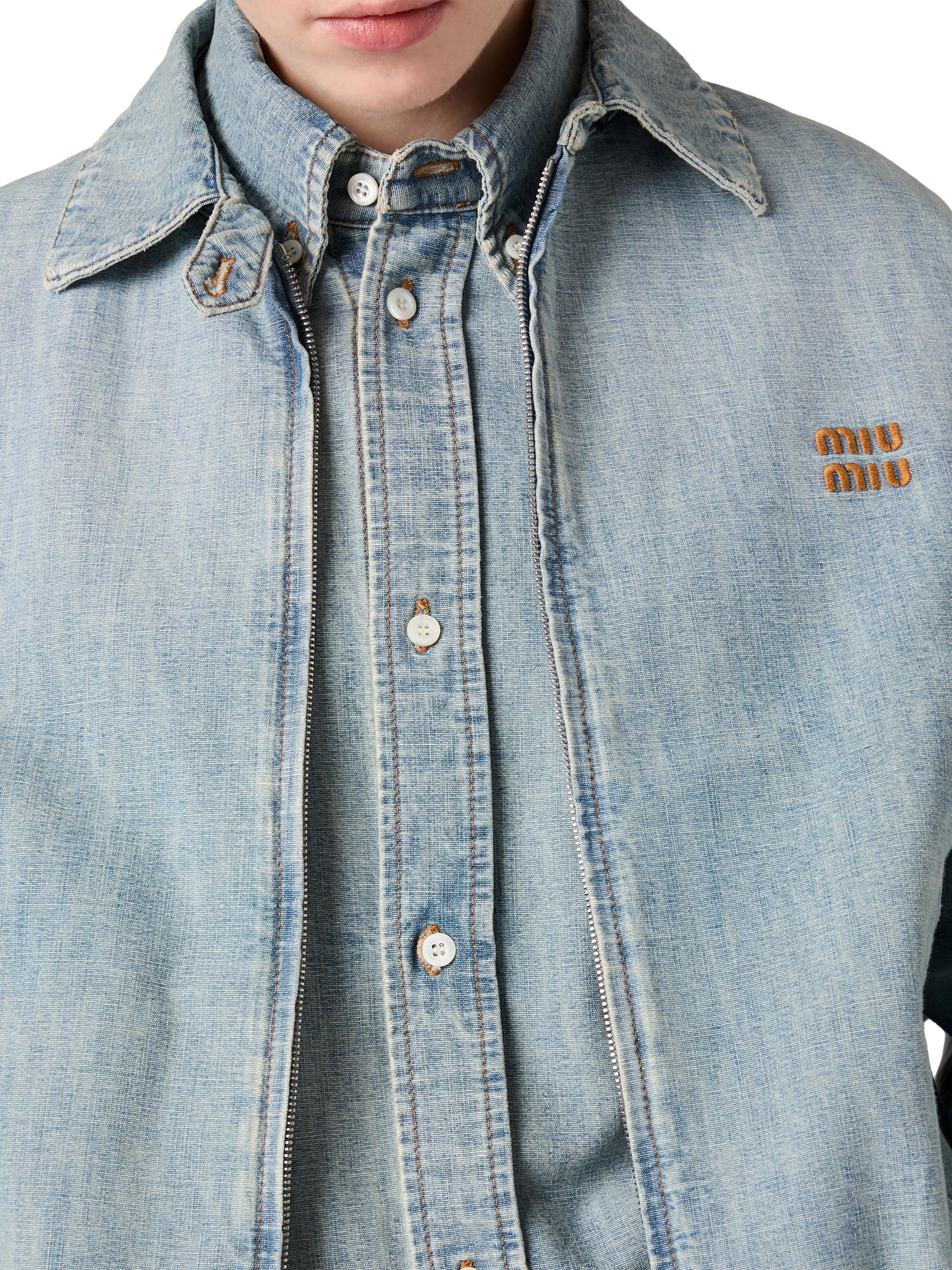 miumiu シャンブレー ブルゾンジャケット　ライトブルー　36サイズ Miu Miu Chambray Blouson Jacket | Saks Fifth Avenue