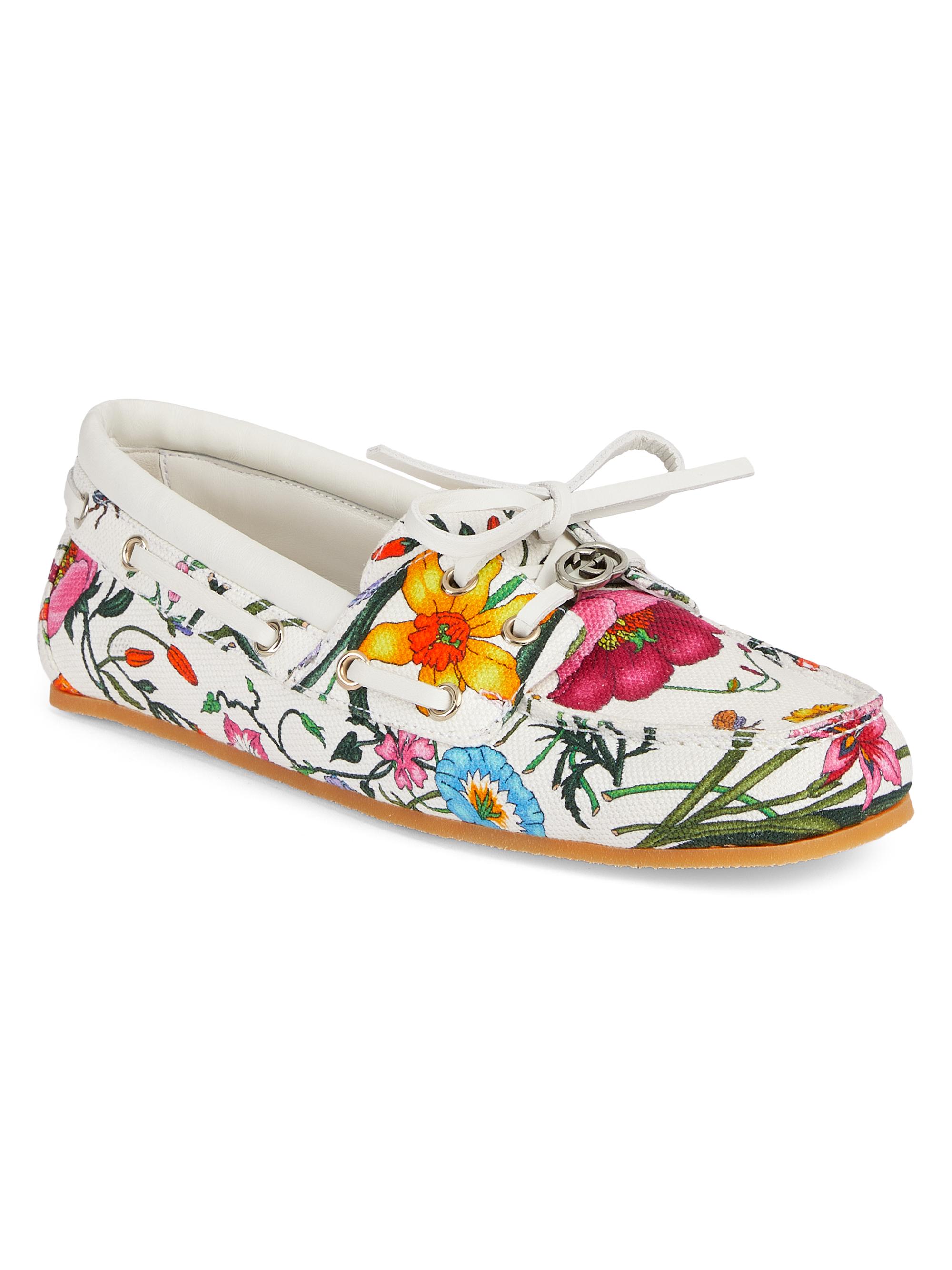 Gucci Interlocking G Floral Boat Shoes | Saks Fifth Avenue
