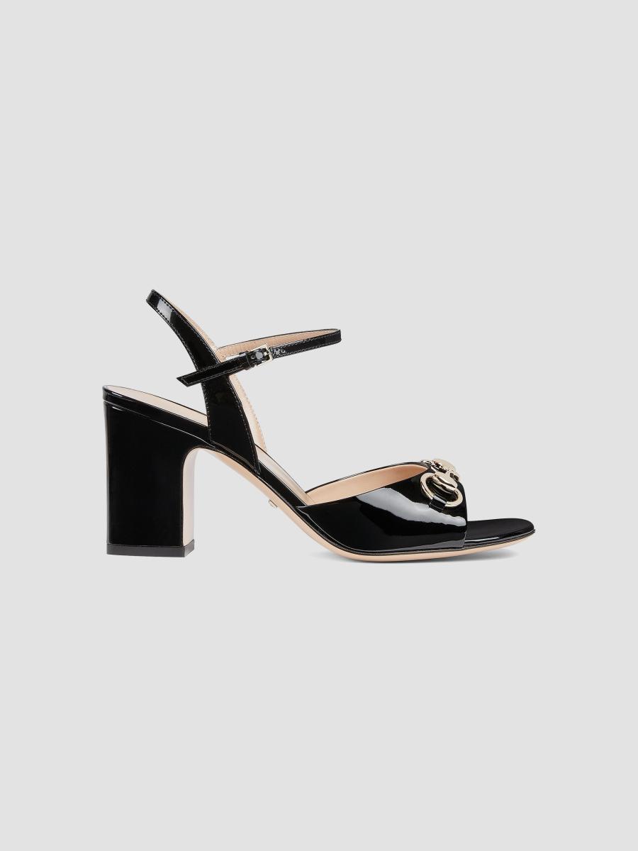 Gucci Lady 75MM Patent Leather Horsebit Sandals | Saks Fifth Avenue