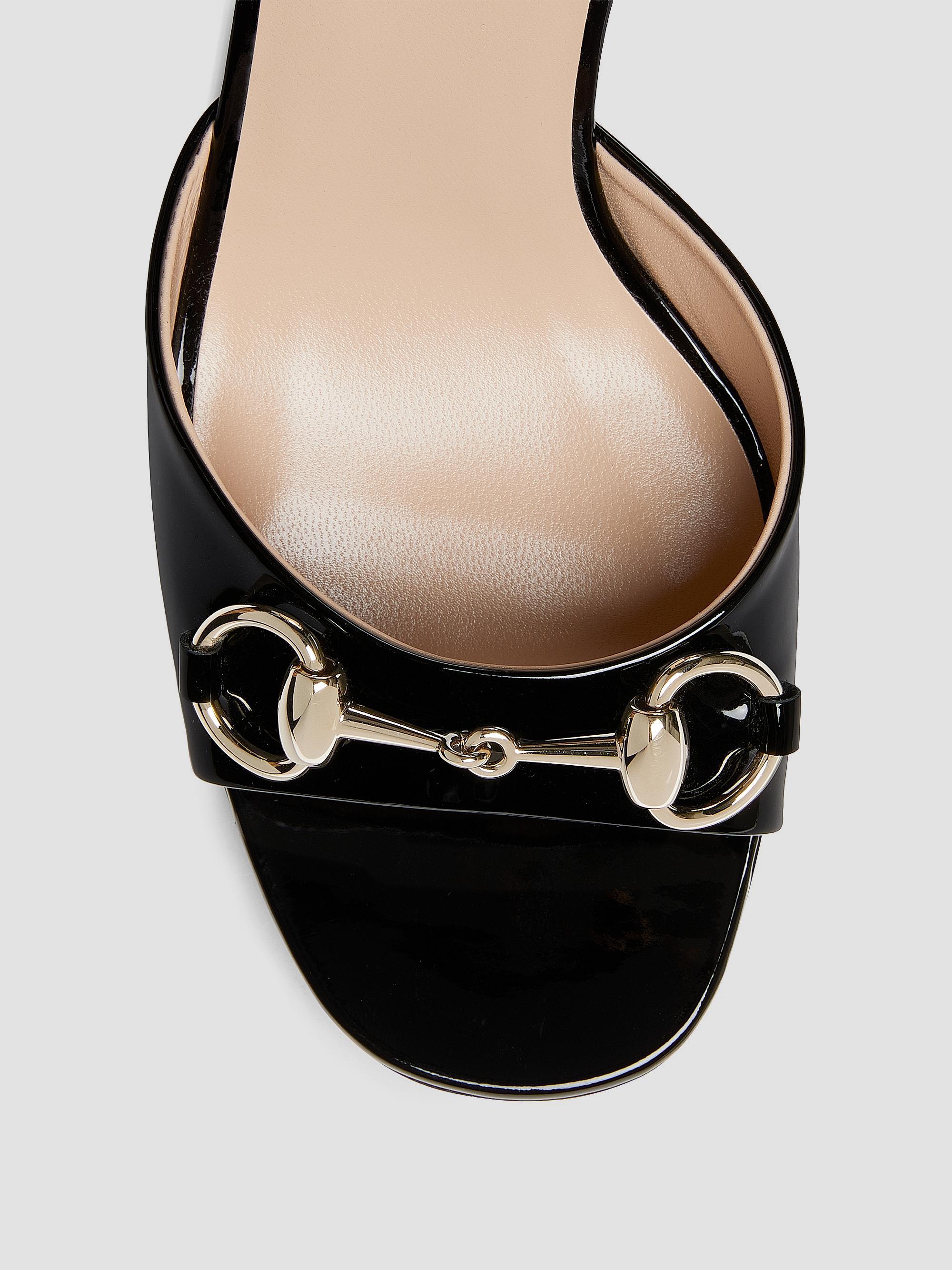 Gucci Lady 75MM Patent Leather Horsebit Sandals | Saks Fifth Avenue