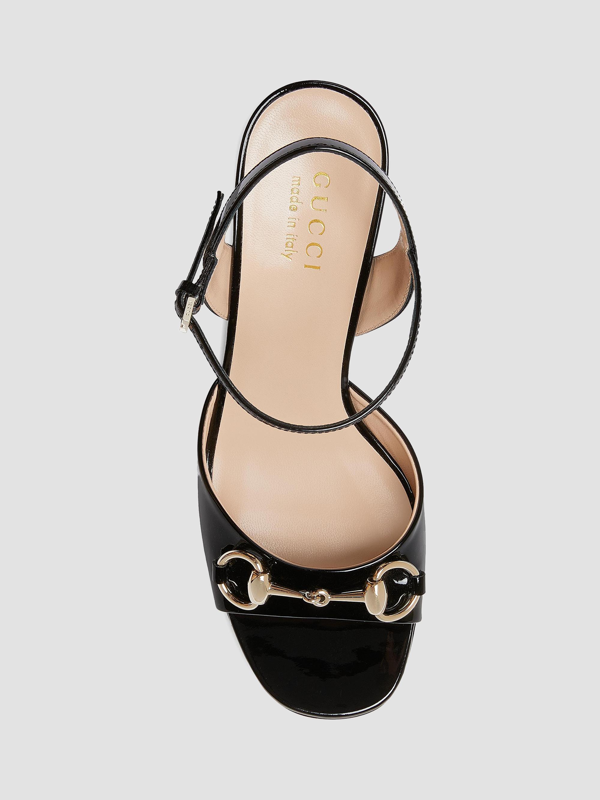 Gucci Lady 75MM Patent Leather Horsebit Sandals | Saks Fifth Avenue