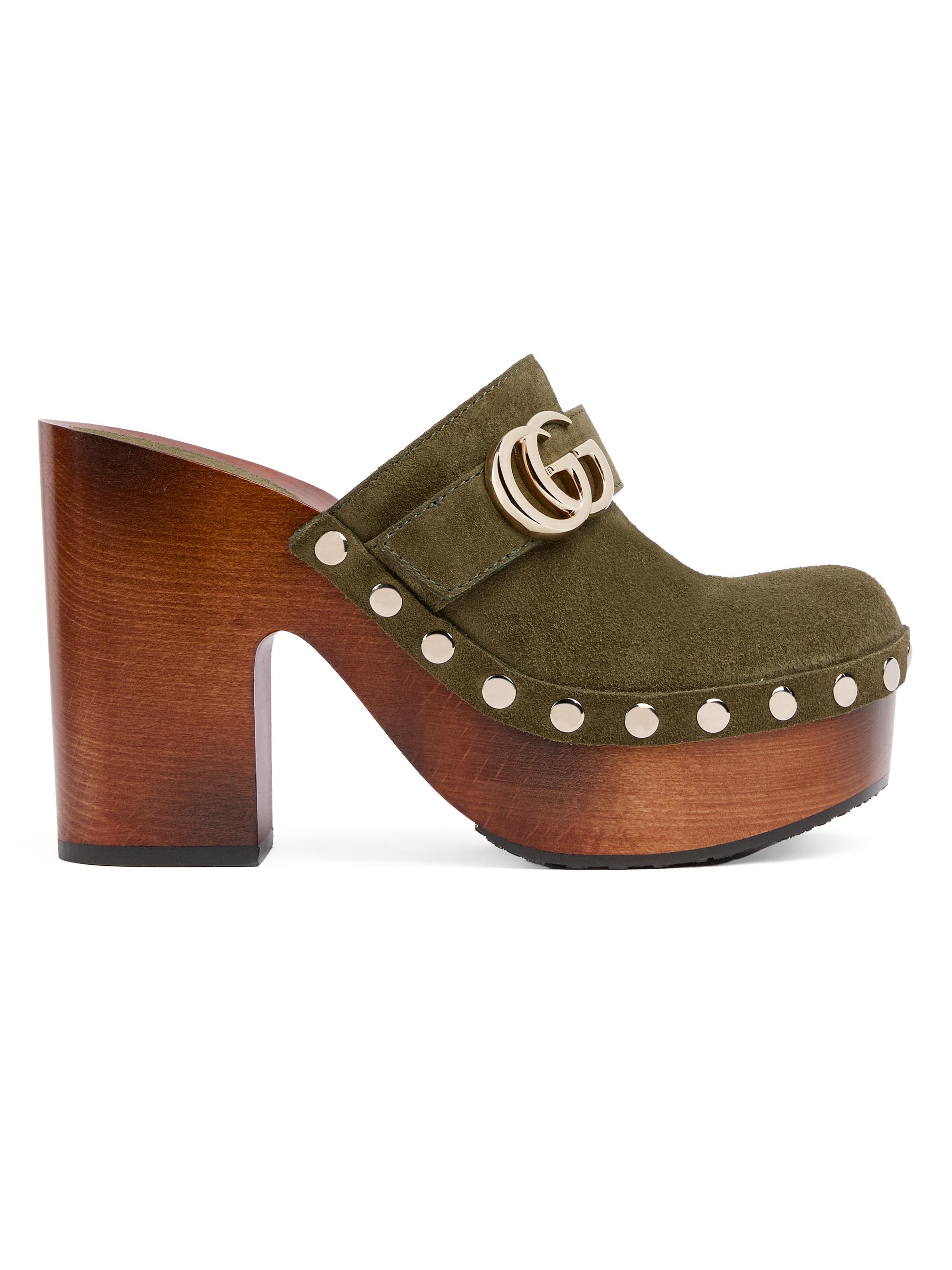 Gucci Women's New Marmont GG 65MM Suede Clogs - Luscious Green