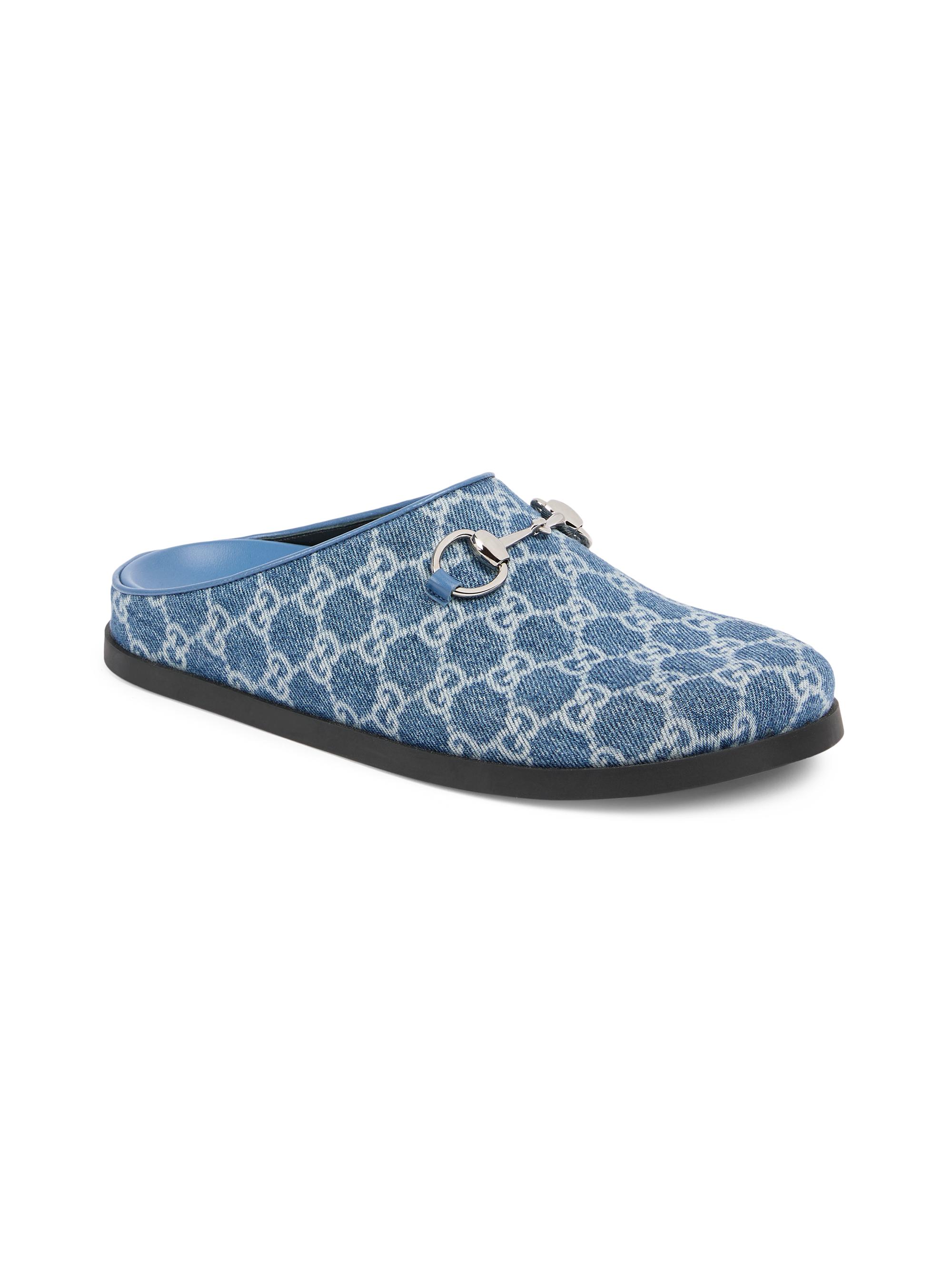 Gucci New Sol GG Denim Horsebit Mules | Saks Fifth Avenue