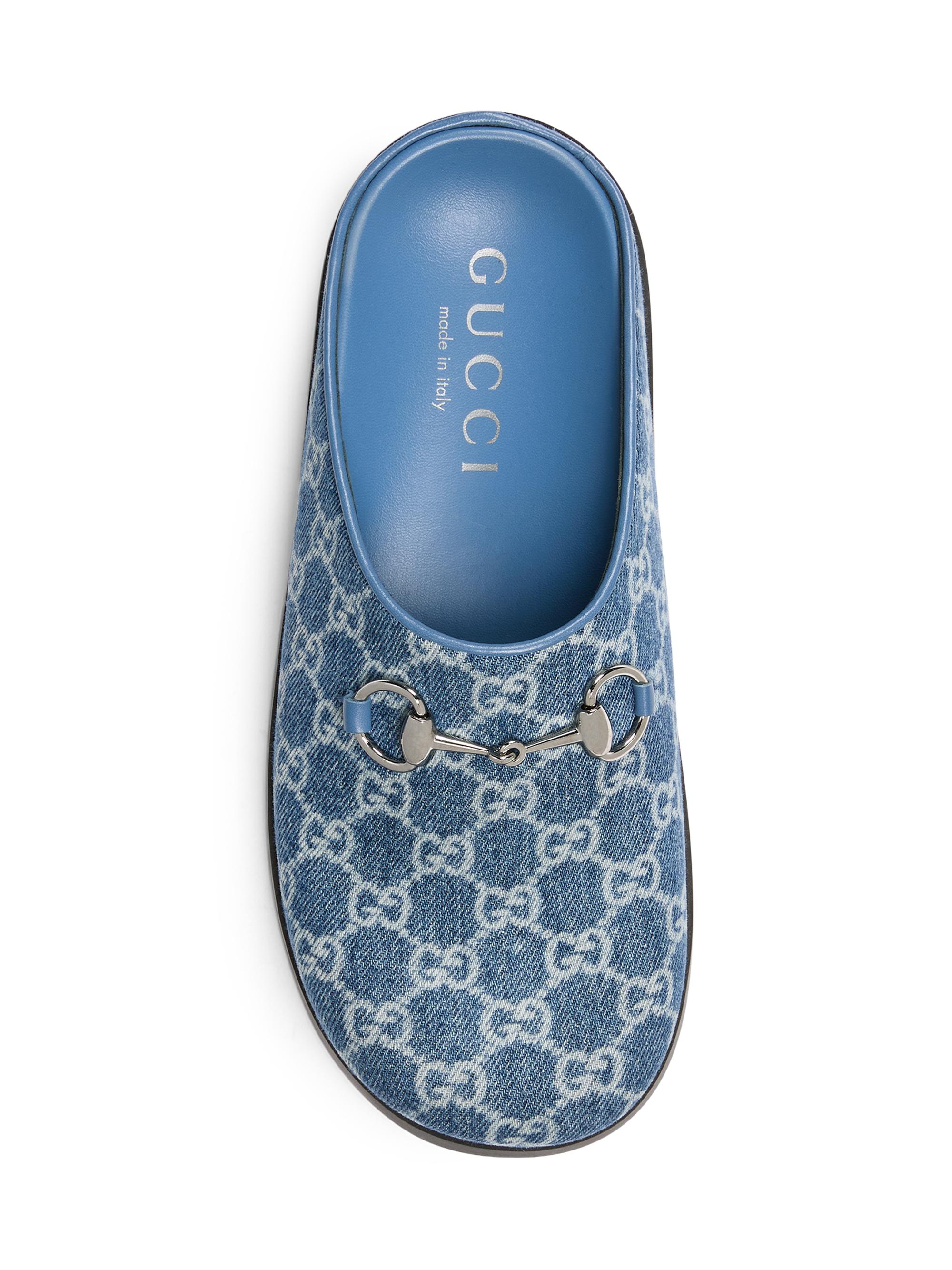Gucci New Sol GG Denim Horsebit Mules | Saks Fifth Avenue