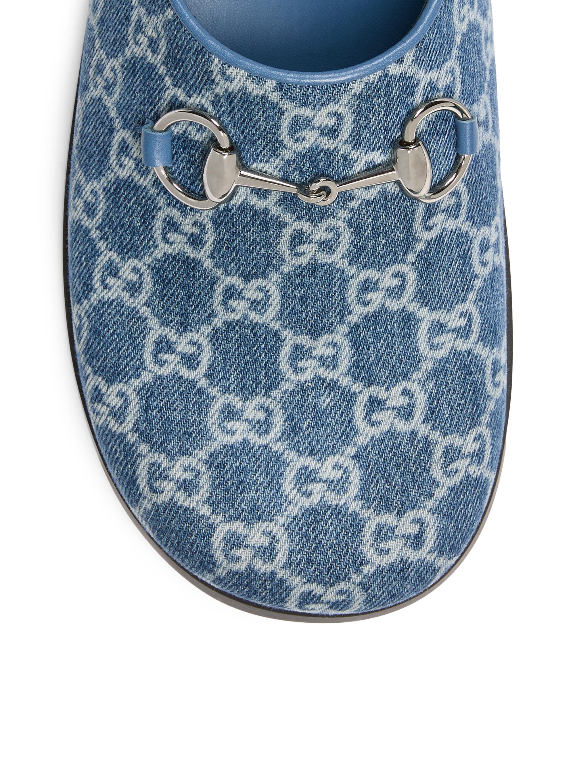 Gucci New Sol GG Denim Horsebit Mules | Saks Fifth Avenue