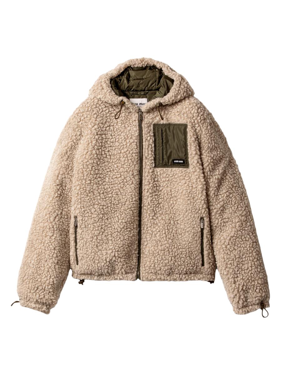 Miu Miu Medium Weight Teddy Down Jacket with Technical Pongé
