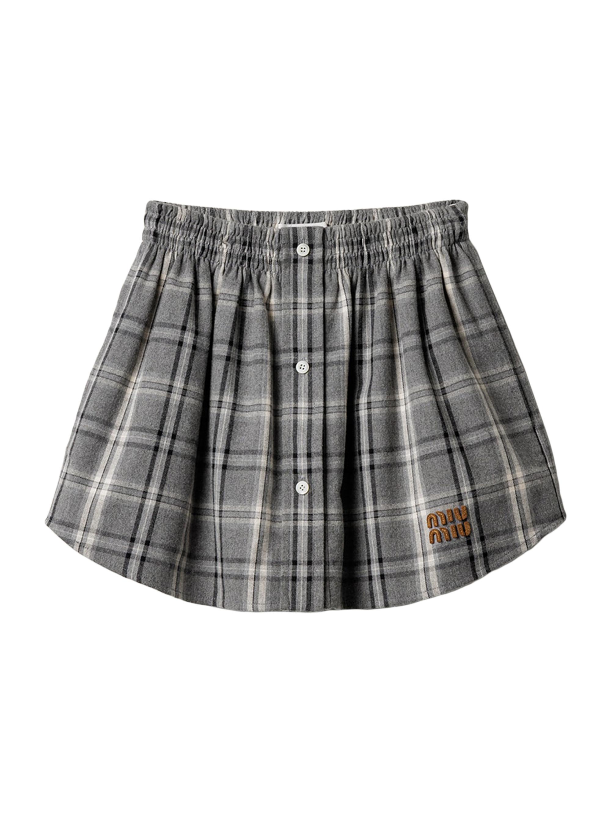 極美品✨miumiu 2022年モデル　チェック柄スカート　ダークグレー Miu Miu Checked Flannel Mini Skirt | Saks Fifth Avenue