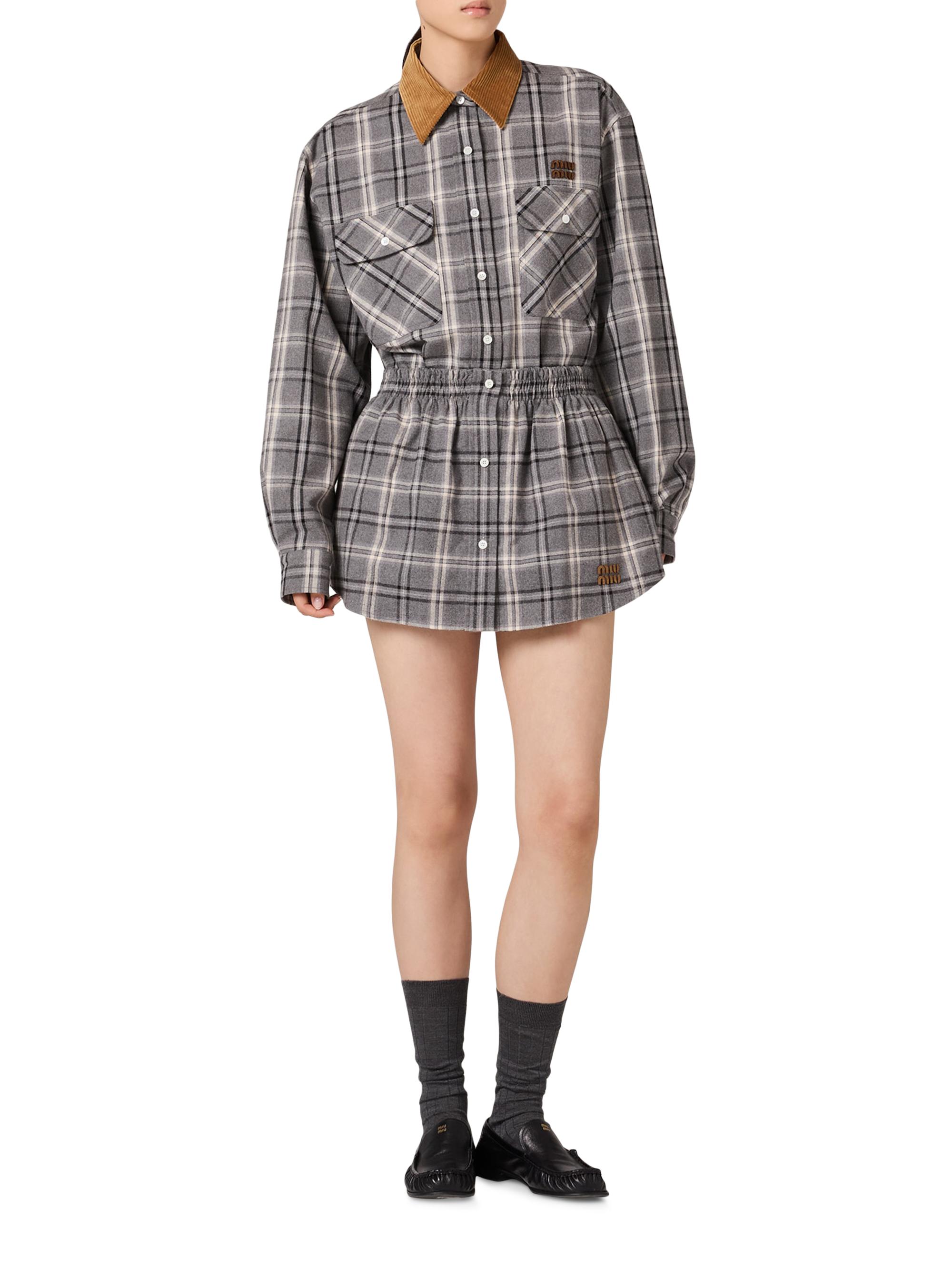 Miu Miu Checked Flannel Mini Skirt | Saks Fifth Avenue