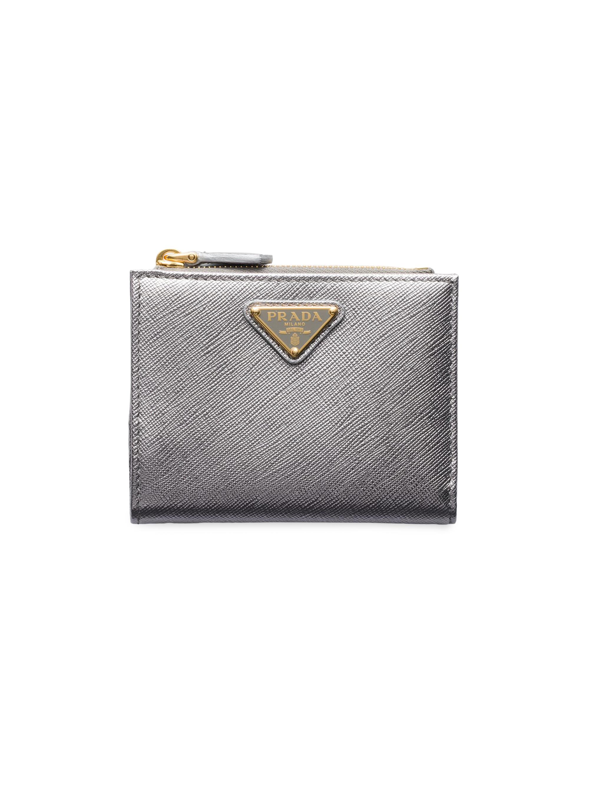 Prada Women's  Saffiano Leather Wallet - Silver Assorted