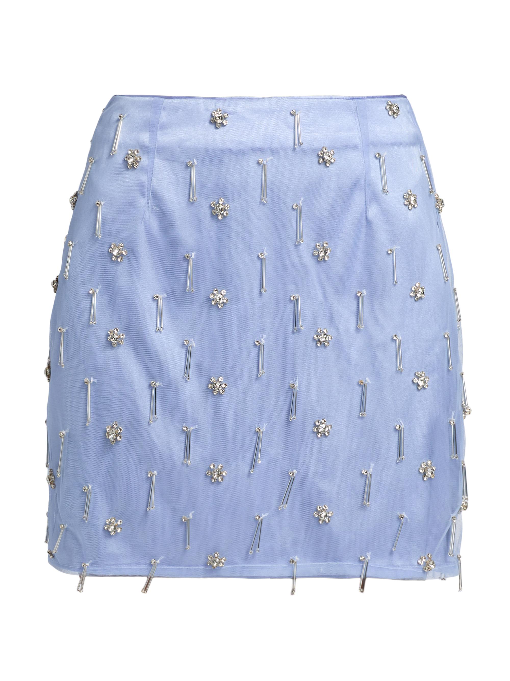 Mariandree Gaitan Women's Mia Crystal-Embellished Satin Miniskirt - Periwinkle