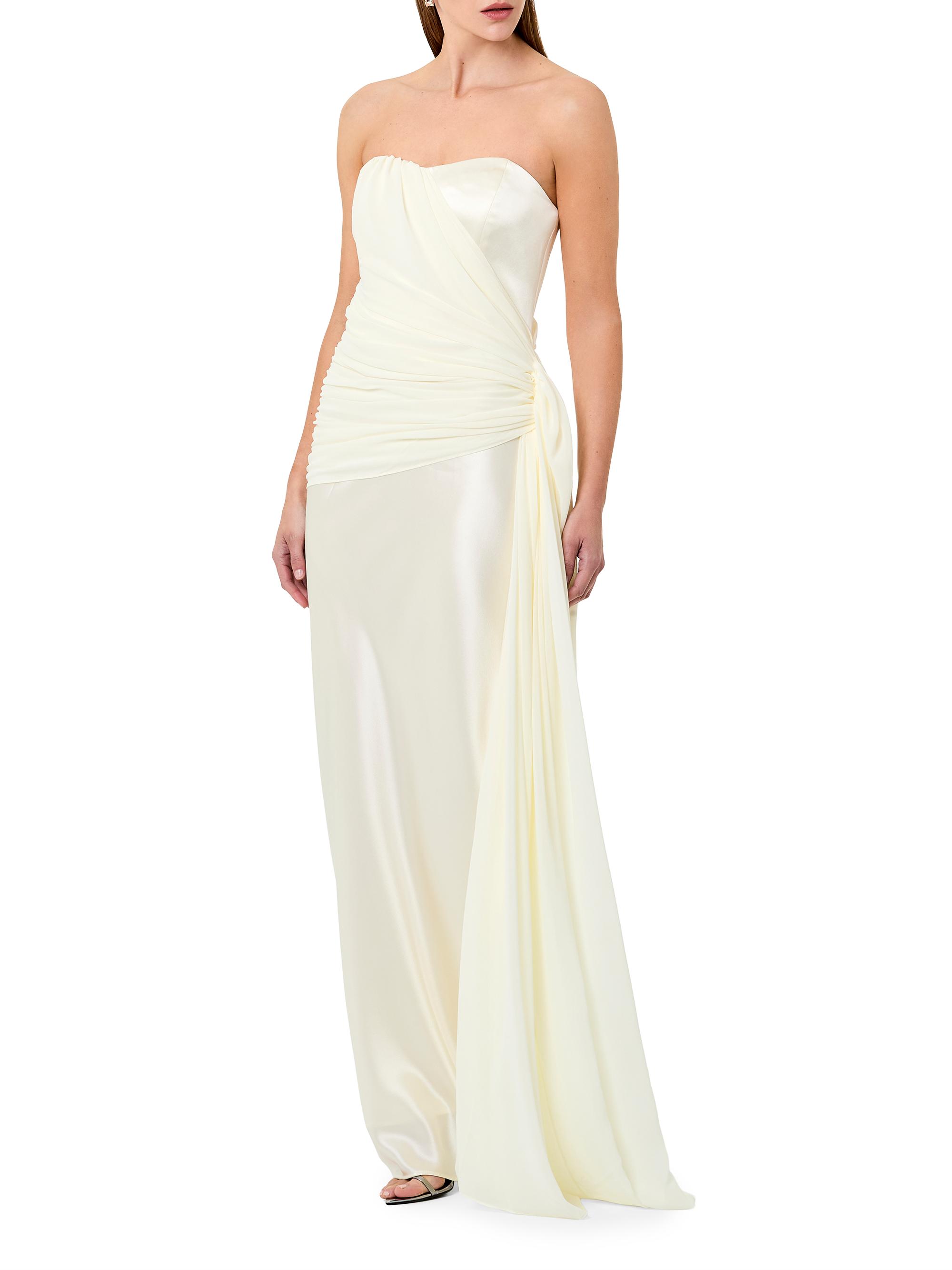 NICHOLAS ロングドレス　ブラウン　シースルー Nicholas the Label Milena Strapless Satin-Georgette Gown | Saks