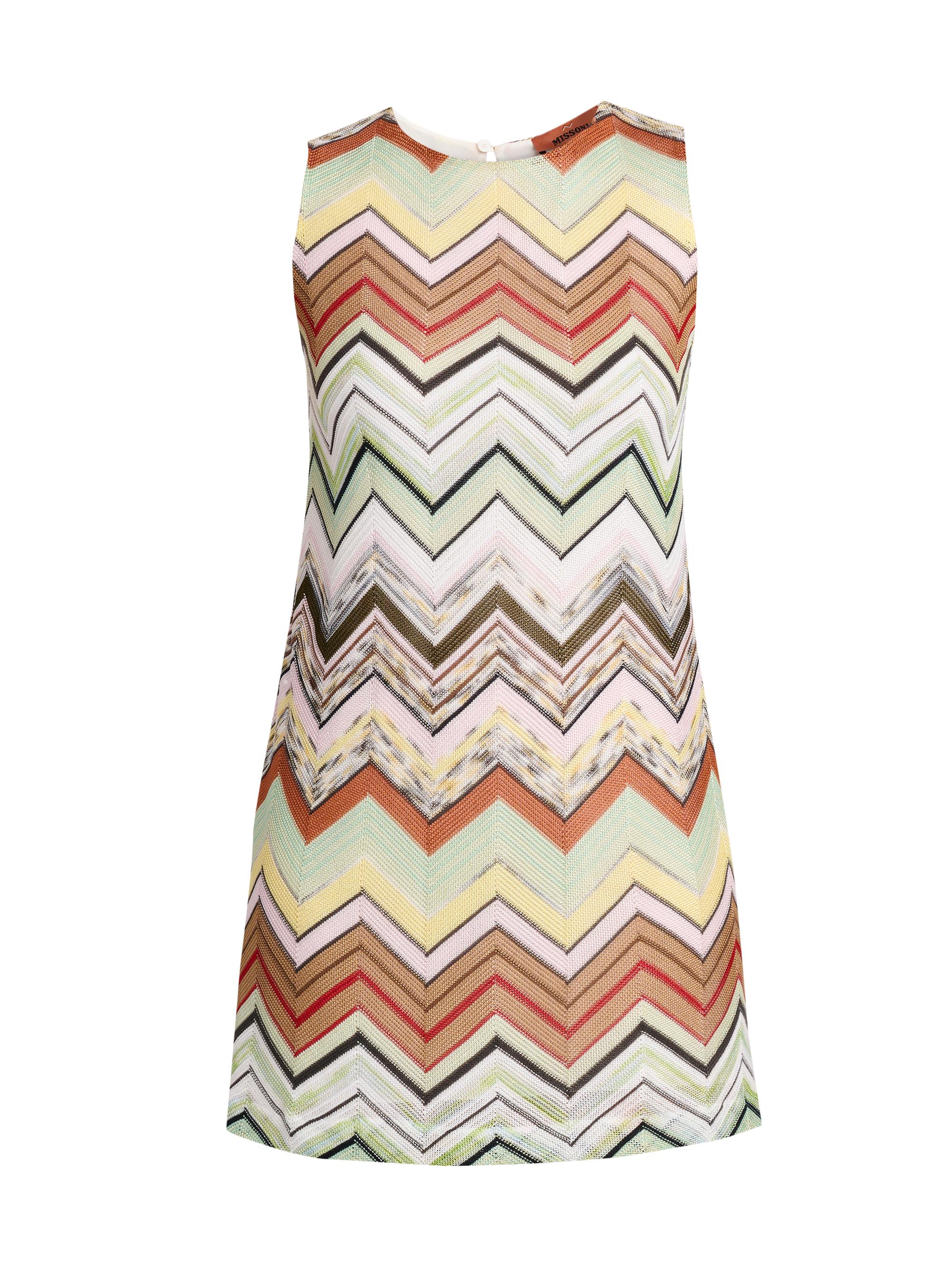 Missoni Women's Zigzag Shift Minidress - Green Camel White Pink Multi